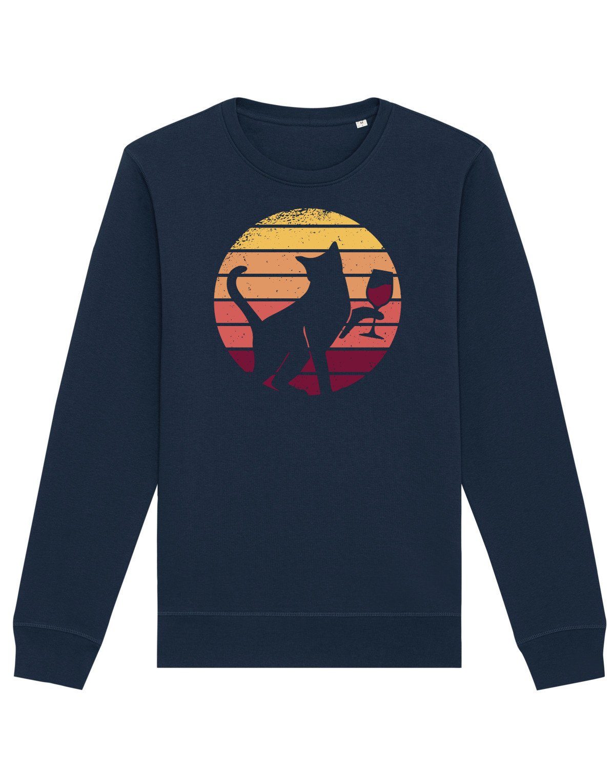 wat? Apparel Sweatshirt Sunset Katze & Rotwein (1-tlg) dunkelblau