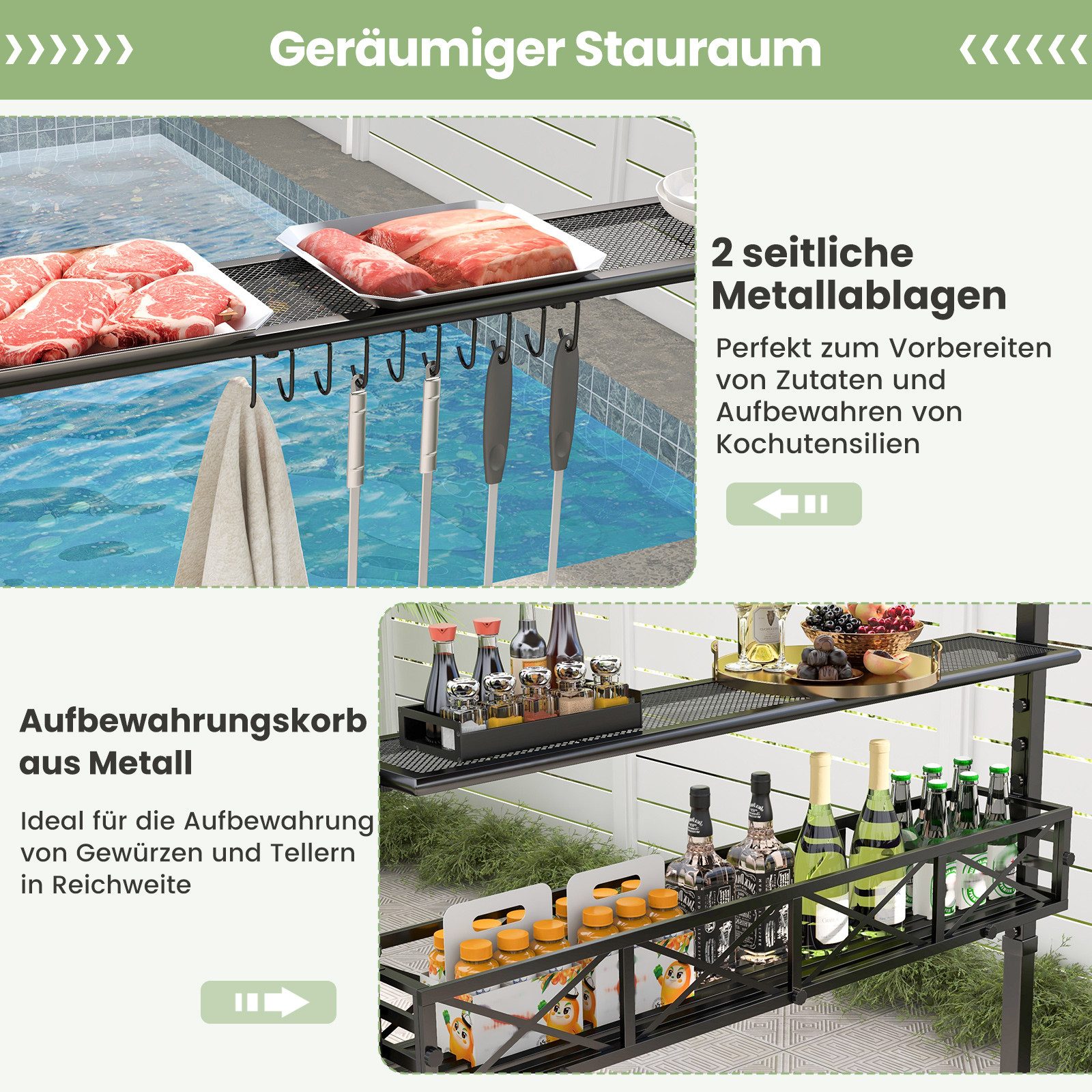 COSTWAY Grillpavillon, 242 x 153 x 250 cm BBQ Pavillon