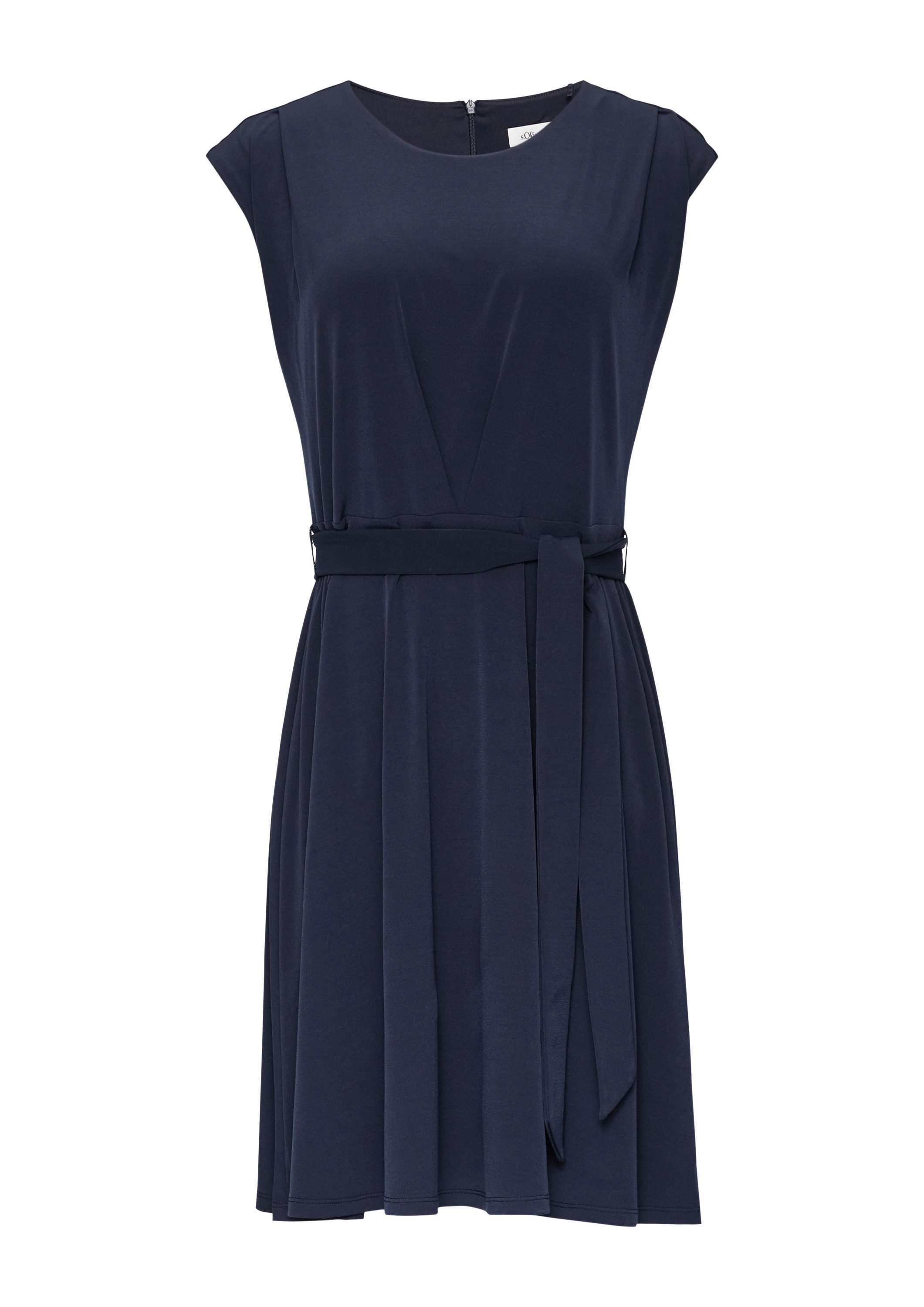 s.Oliver Minikleid Kleid Ausgestelltes Jersey-Kleid mit Falte und Bindegürtel