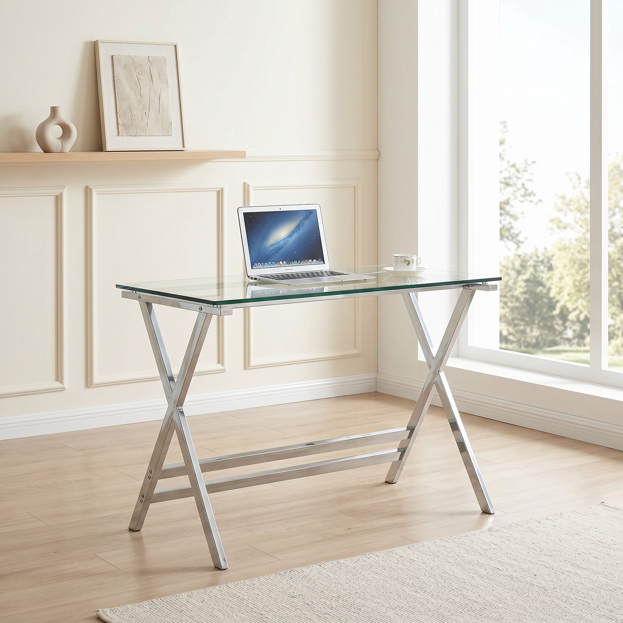 LIVIHOME Schreibtisch NORA (Packung, 1-St), Schreibtisch, Glas, pflegeleichte Oberfläche
