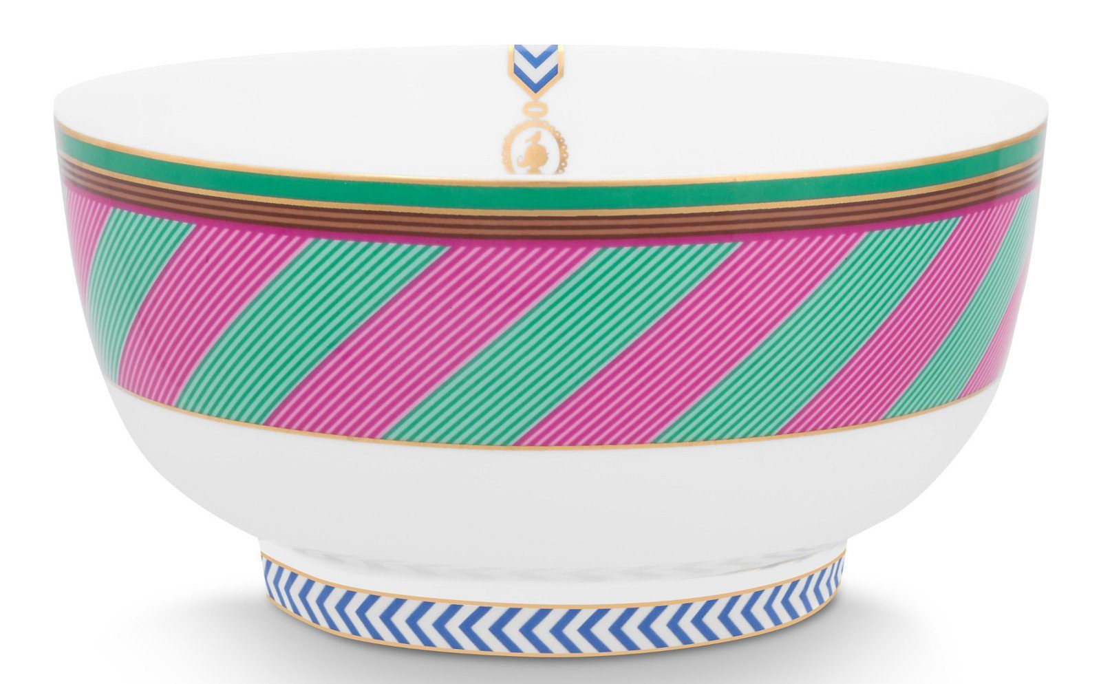 PiP Studio Schale Chique Stripes Bowl pink-green 15,5cm, Bone China, (Müslischalen), Bowl Chique Stripes Pink-Green 15.5cm