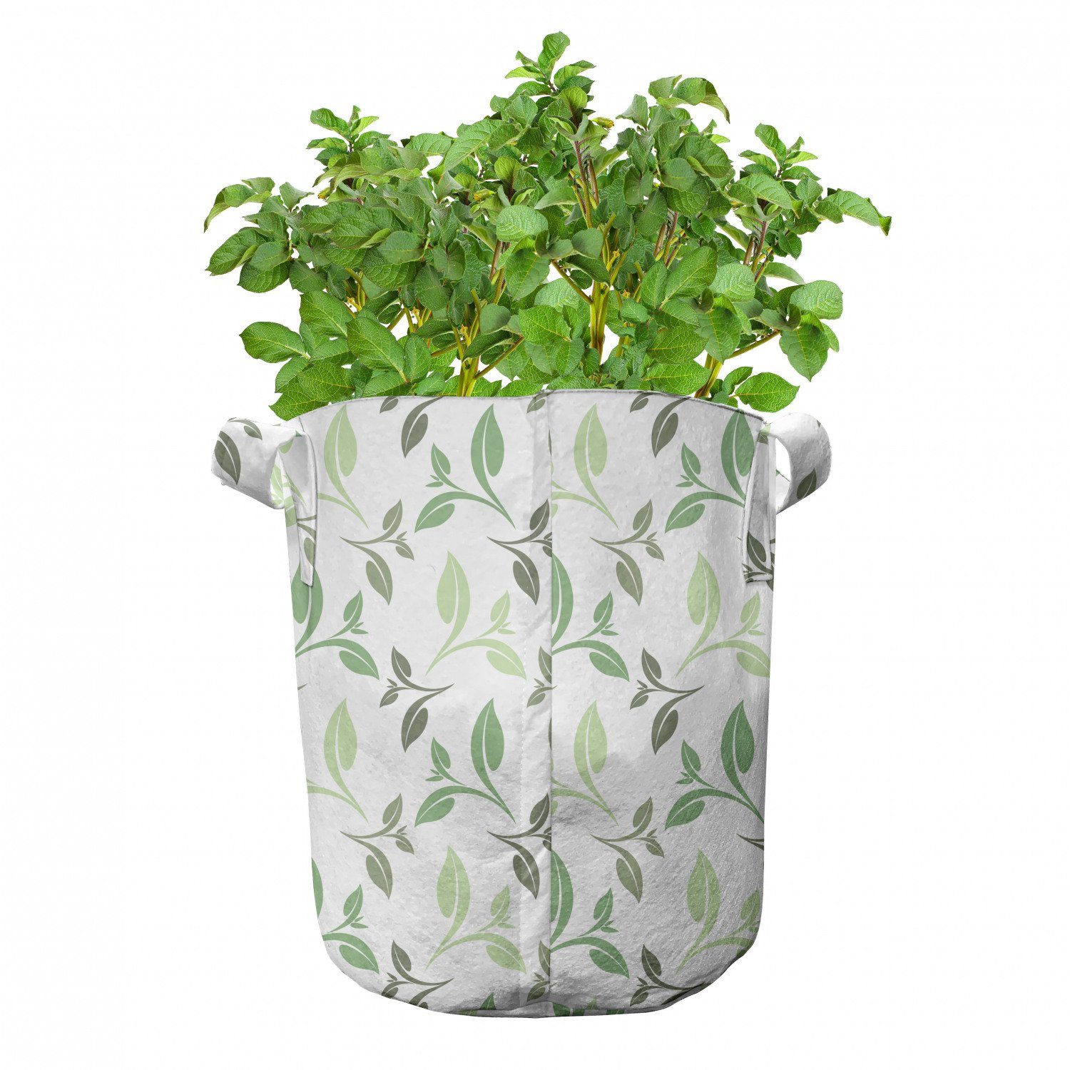 Abakuhaus Pflanzkübel hochleistungsfähig Stofftöpfe mit Griffen für Pflanzen, Grün Teeblätter Faded Farben