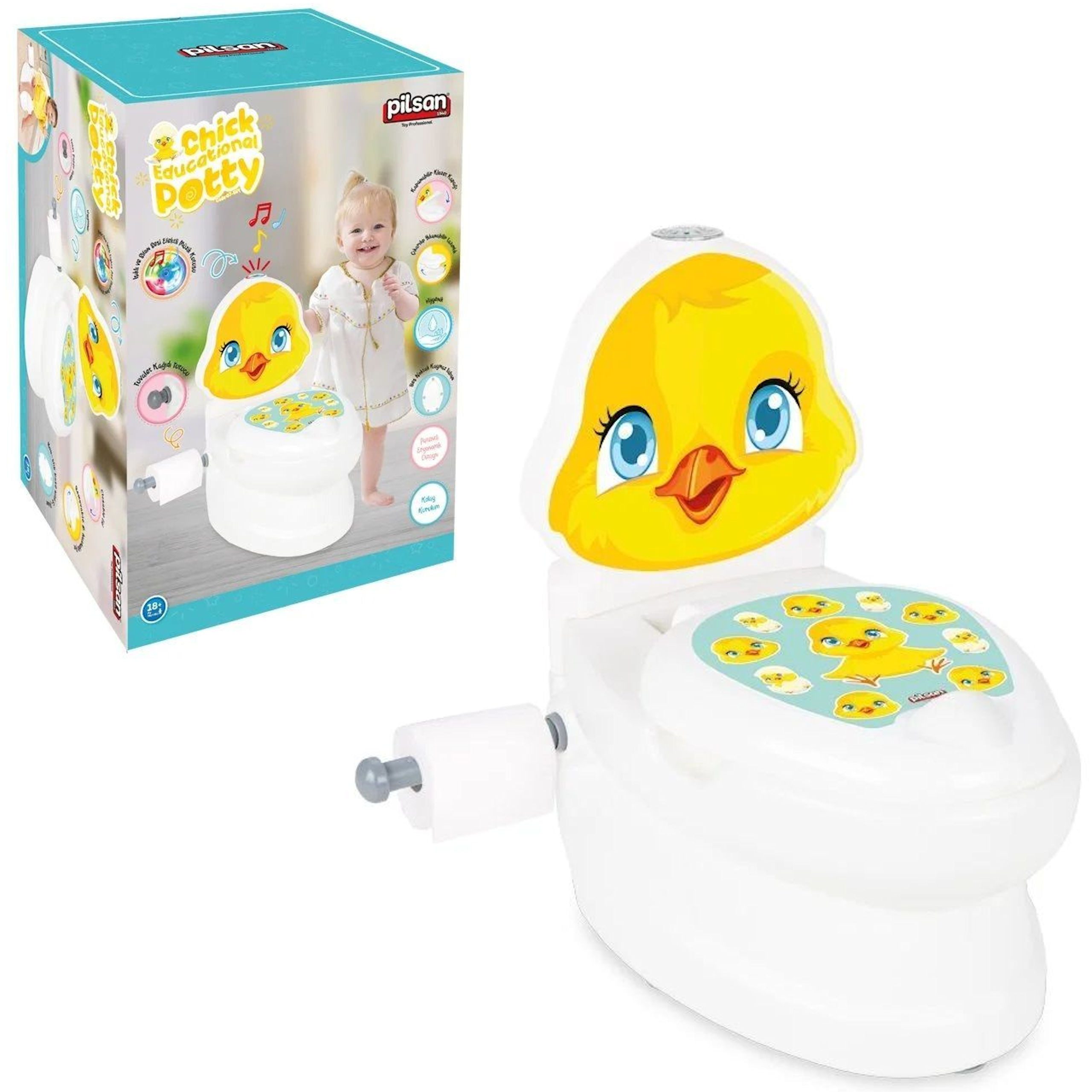 COIL Toilettentrainer Toilettentrainer, Kindertoilette, Lerntöpfchen, Kinderklo, Babytopf, (rutschhemmender Boden, praktische Halterung für Toilettenpapier), Licht/Sound, mit Spülgeräusch, herausnehmbarer Innenbehälter