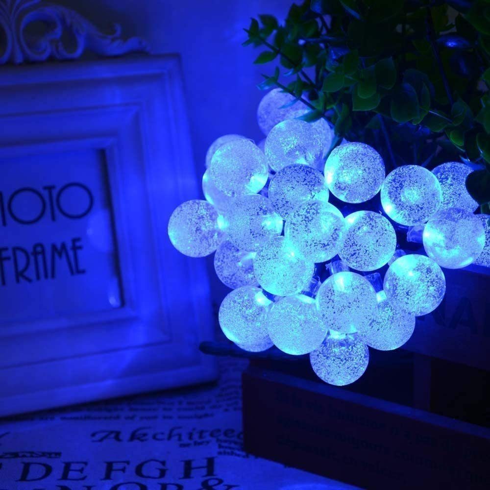 Fernbedienung; LED-Lichterkette Hochzeits, für Timer, Kristallkugel, und mit Dimmbar, 8 Modi, Weihnachts- USB Rosnek Blau