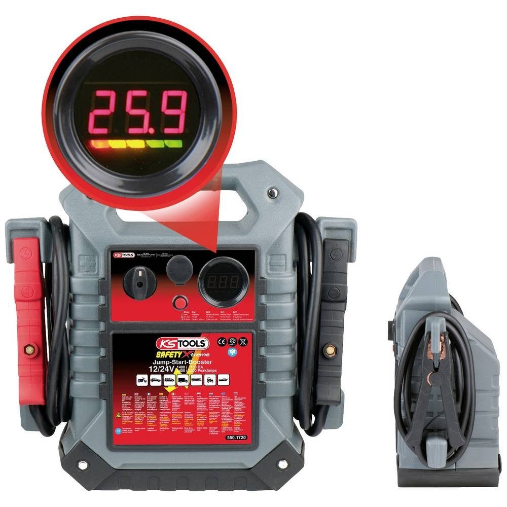 KS Tools 12V + 24V Battery Booster, Mobile Jump Starter 1400A 550.1720 Power Station