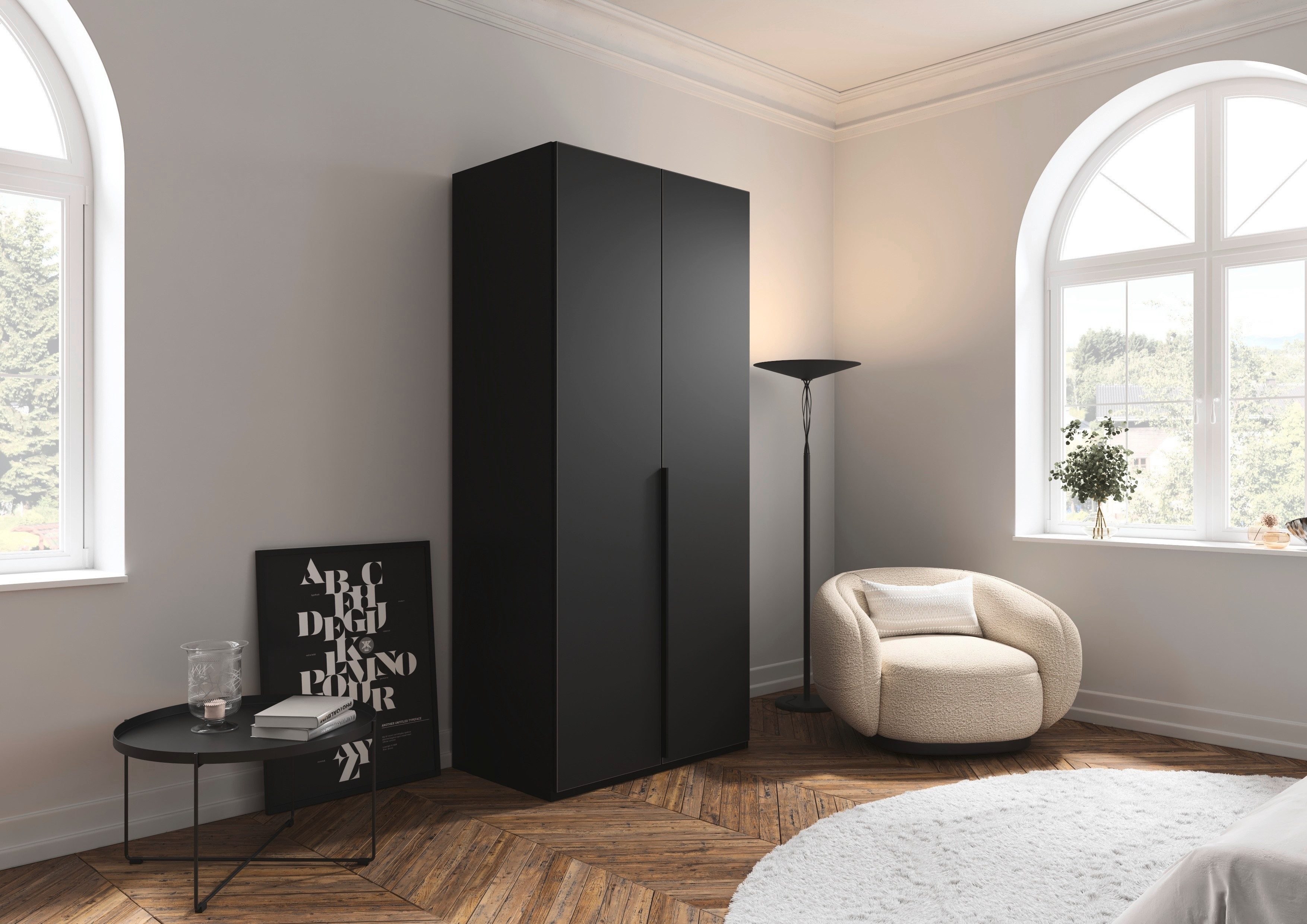 LeGer Home by Lena Gercke Kleiderschrank Schrank Garderobe Ankleide Schlafzimmer Flur SERINA Eyecatcher (3 verschiedene Ausstattungen BASIC/CLASSIC/PREMIUM (inkl. SOFT-CLOSE) in 6 Breiten (101 - 401 cm) mit Front Glas oder Dekor MADE IN GERMANY