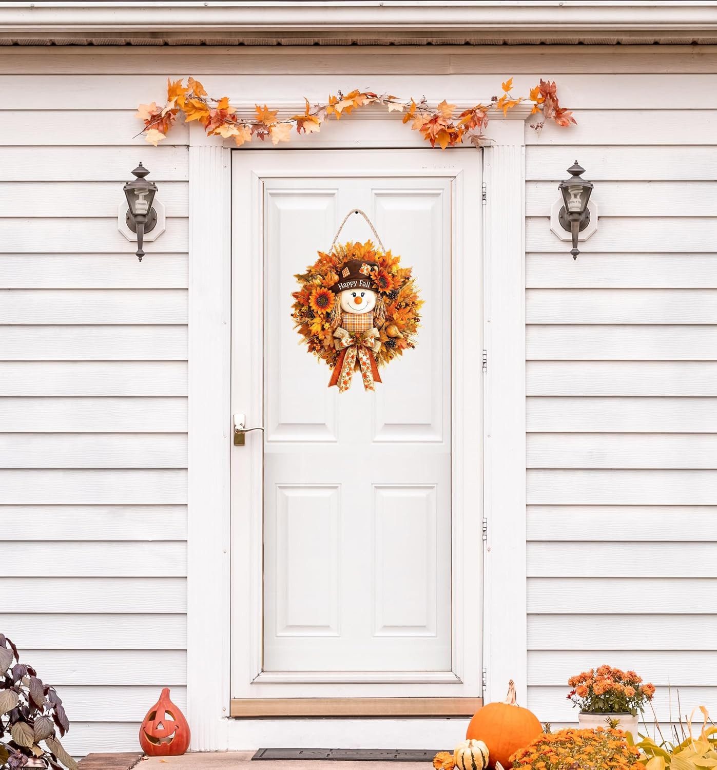 Bomiclss Dekofigur 45cm Herbstkranz Haustür, Türkranz Herbst für Herbst Dekoration, für Halloween, Erntedankfest, Garten, Bauernhaus, Festival, Wand – Bild 5 von 5