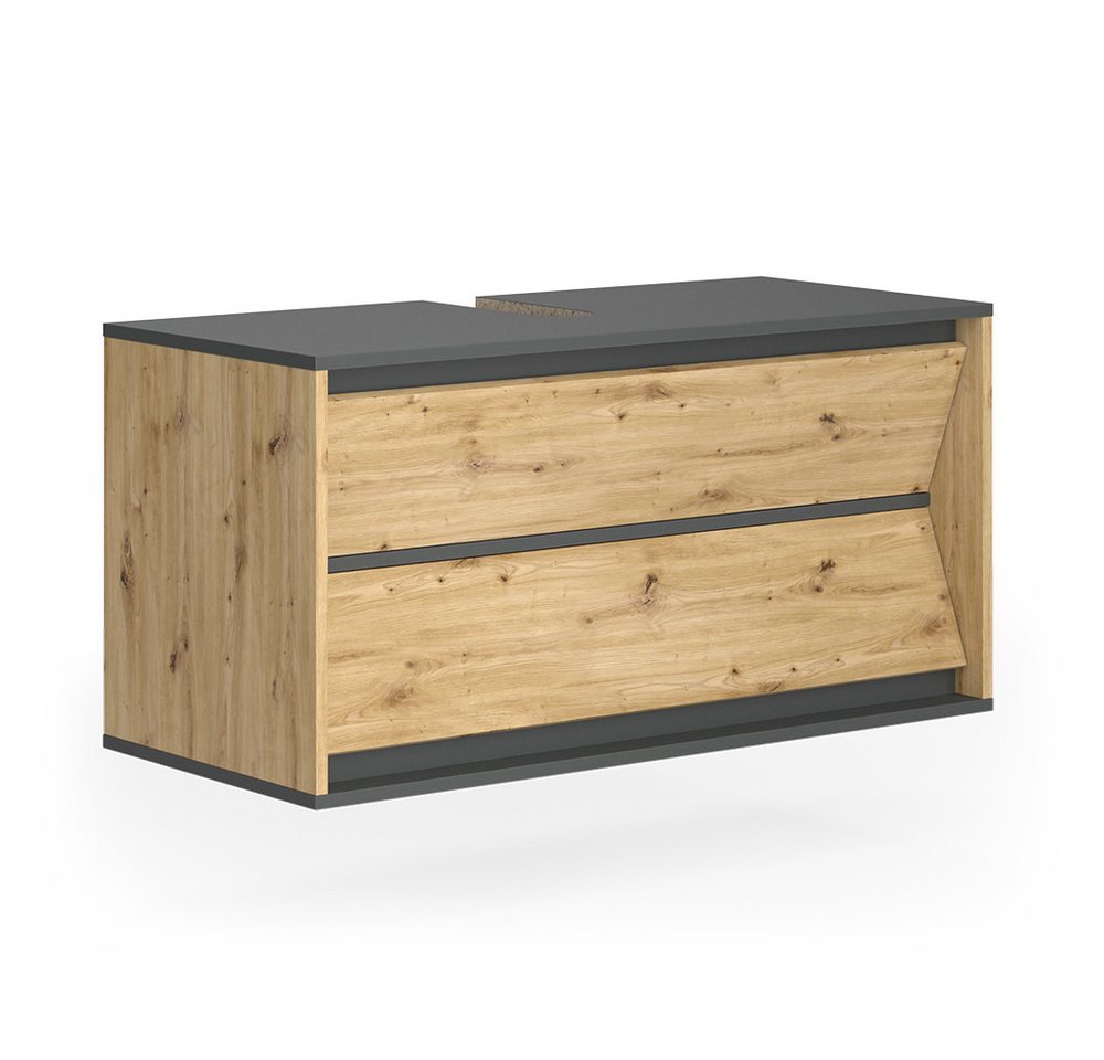 Vicco Waschbeckenunterschrank Edelin, Anthrazit/Artisan, 100 x 50 cm mit 2 Schubladen (1-St)