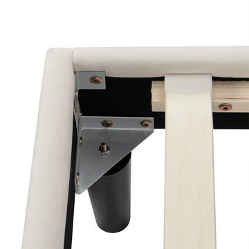 XDeer Polsterbett Stilvolles Soft-Polsterbett mit samtigen Kopfteil Knopf-Dekor, und stabilen Holzplatten Beige 180*200cm
