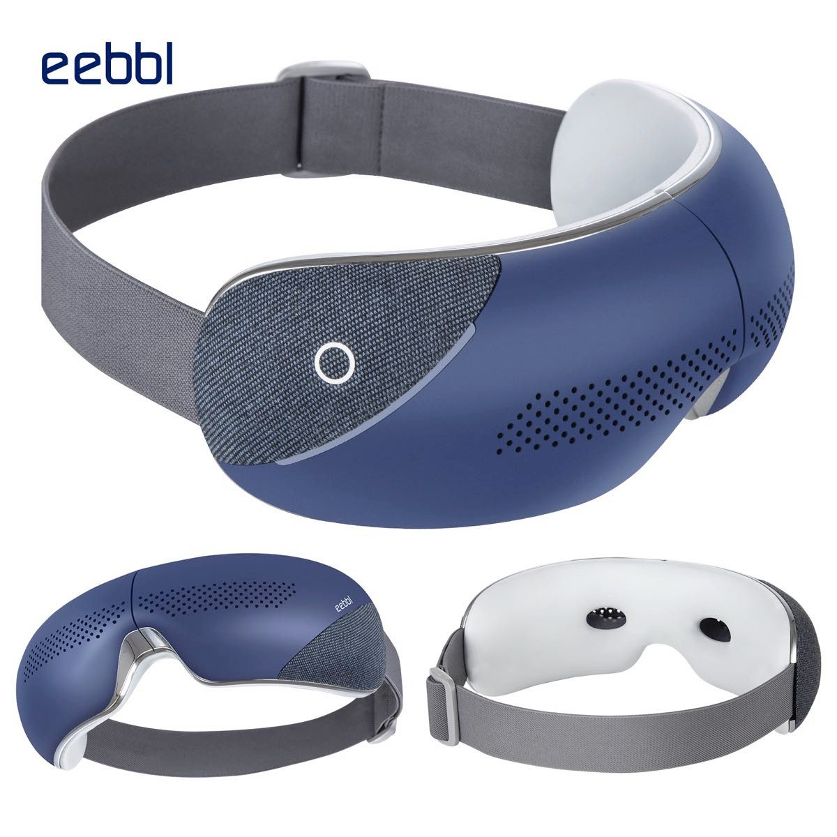 eebbl Gesichtsmassagegerät Augenmassagegerät Massagebrille ST-200 Blau mit Sichtfenster, 5 Massagemodi, mit Wärme ~40-42°C Vibration Bluetooth