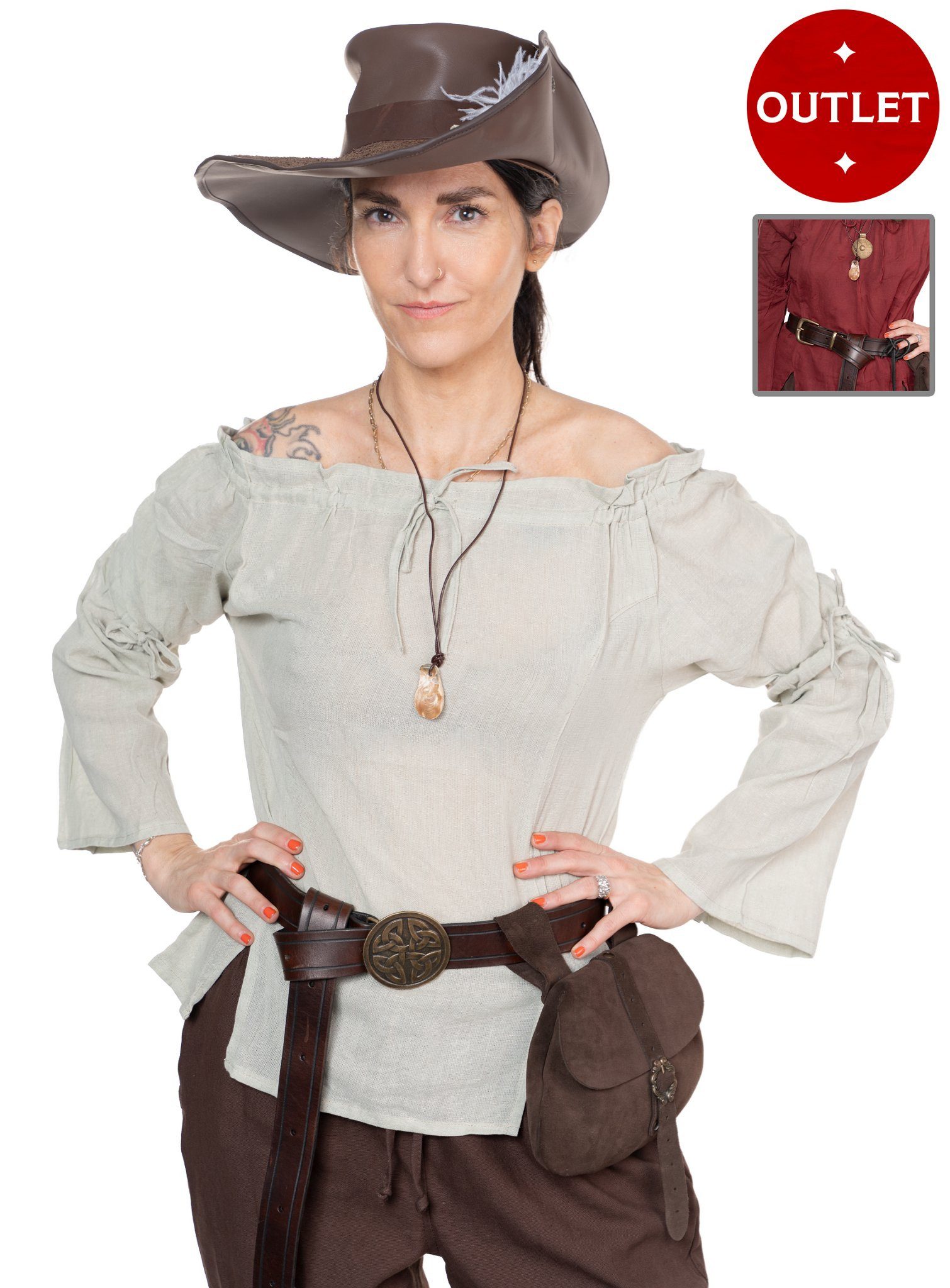 Metamorph T-Shirt Mittelalterbluse in Leinenoptik - Mia Diese Mittelalterbluse ist wunderbar geeignet für diverse Rollen in L