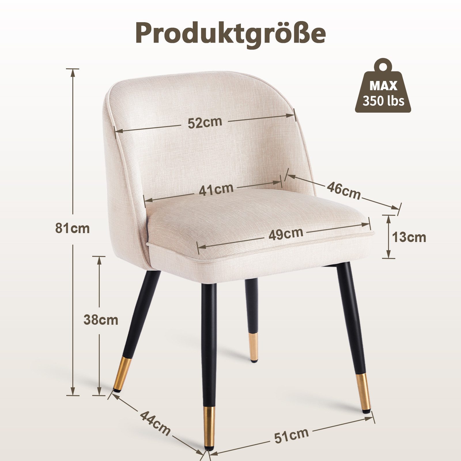 DITAIX Polsterstuhl 2er Set Esszimmerstühle, Wohnzimmerstuhl, Moderner Stuhl (2 St), mit Gold Metallbeinen & Samtbezug