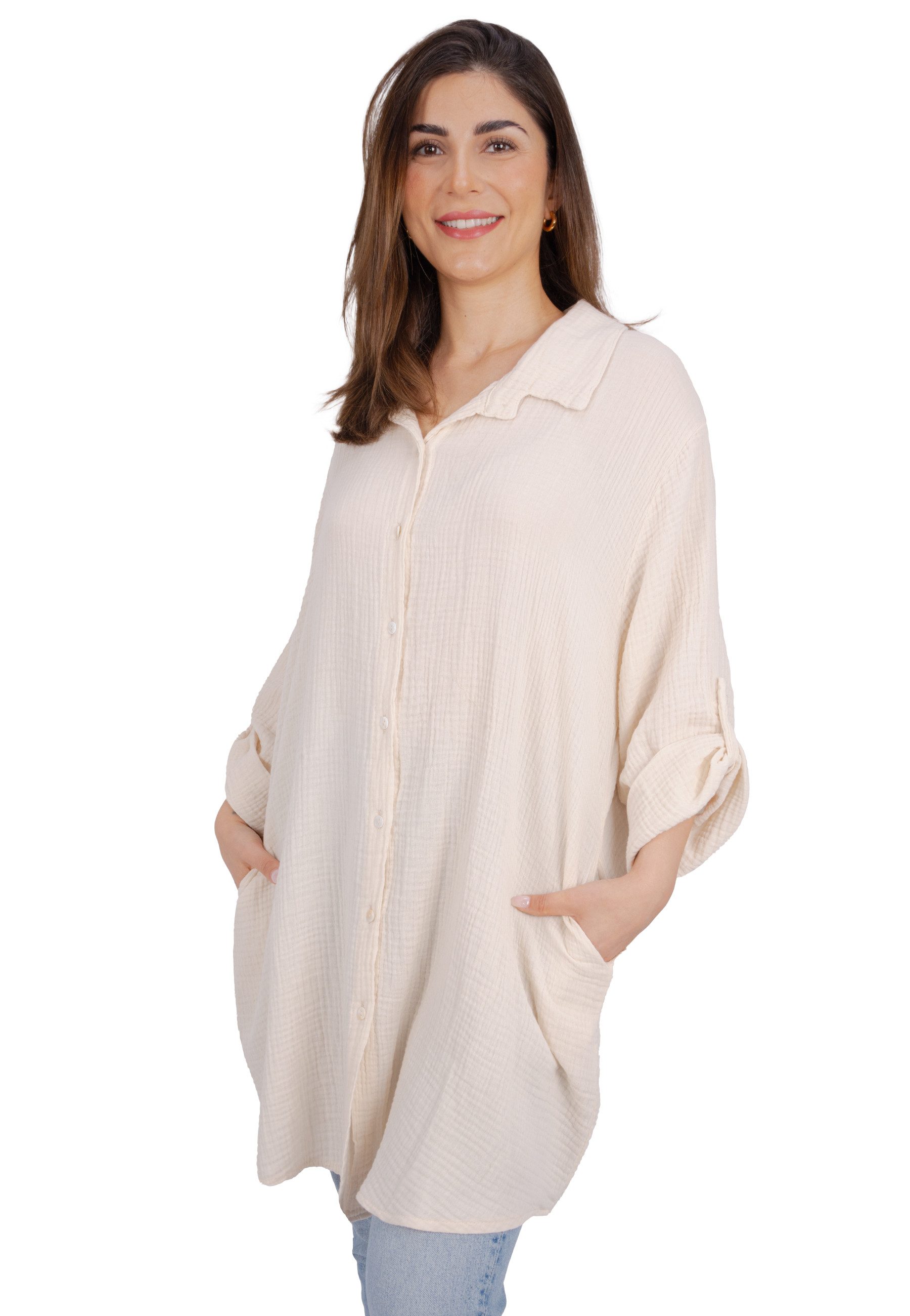 Seasons of April Hemdbluse Oversized Musselinbluse Jessy (1-tlg) Musselin H günstig online kaufen
