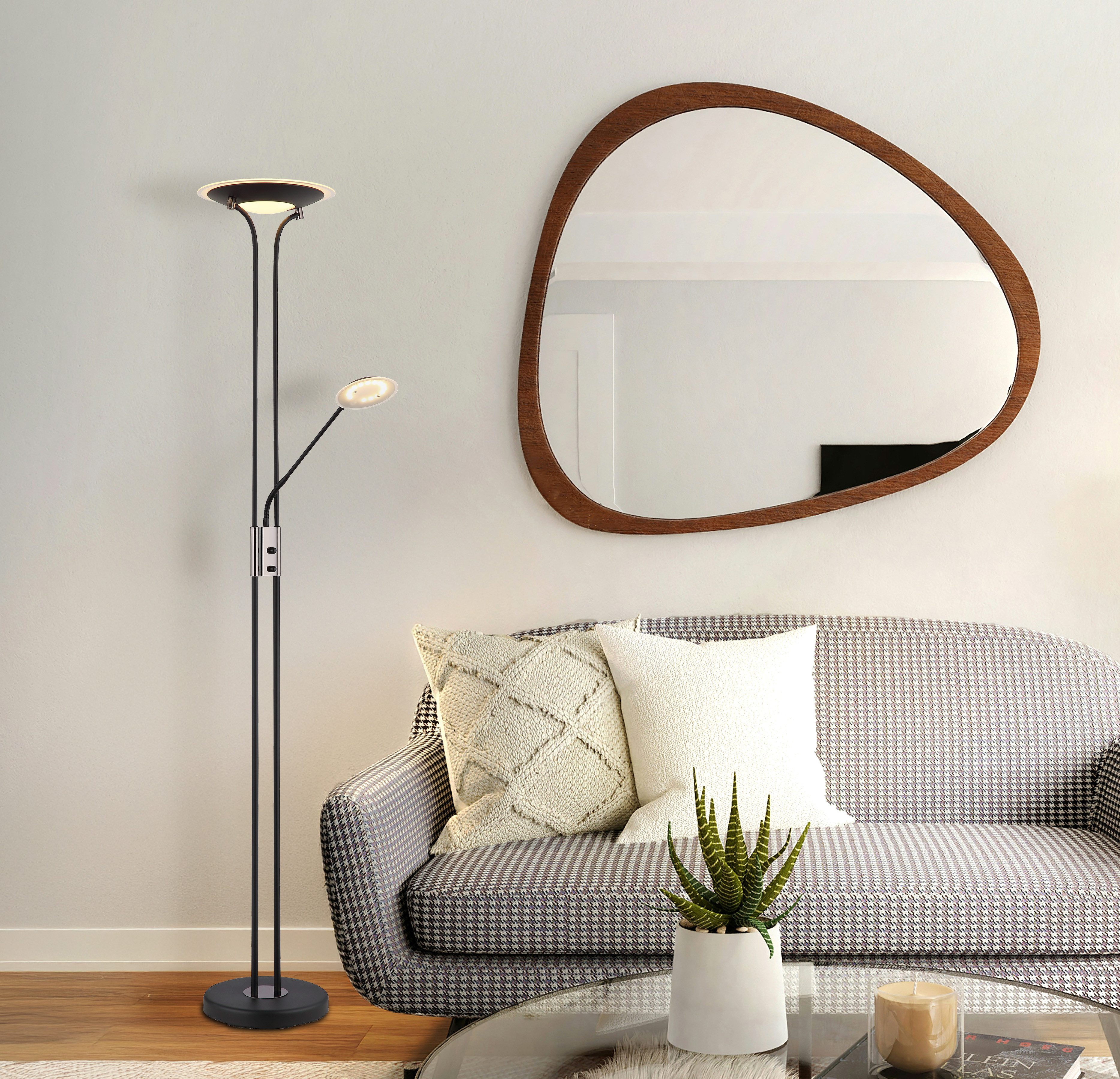 GLOBO LIGHTING LED Stehlampe TAMIKA, Dimmfunktion, mehrere Helligkeitsstufen, LED fest integriert, Warmweiß, Stehleuchte/Wohnzimmer/Schlafzimmer/Flur
