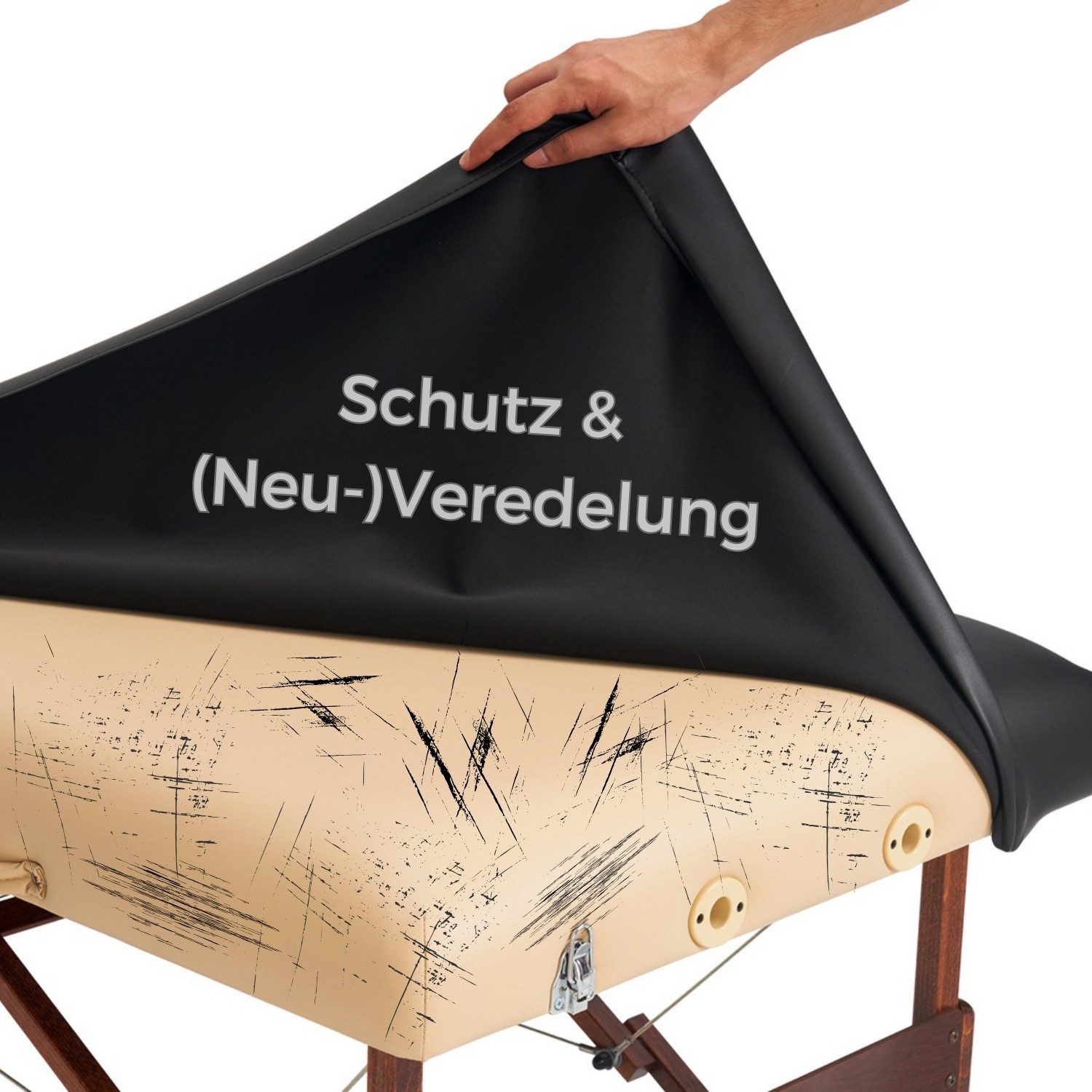 PROMAFIT Massageliegenbezug Lederüberzug, strapazierfähige Lederabdeckung für mobile Massageliegen, Polyurethan, Gummizug: rundum, (1 Stück), wasser- und ölabweisend, pflegeleicht und waschbar, perfekte Passform