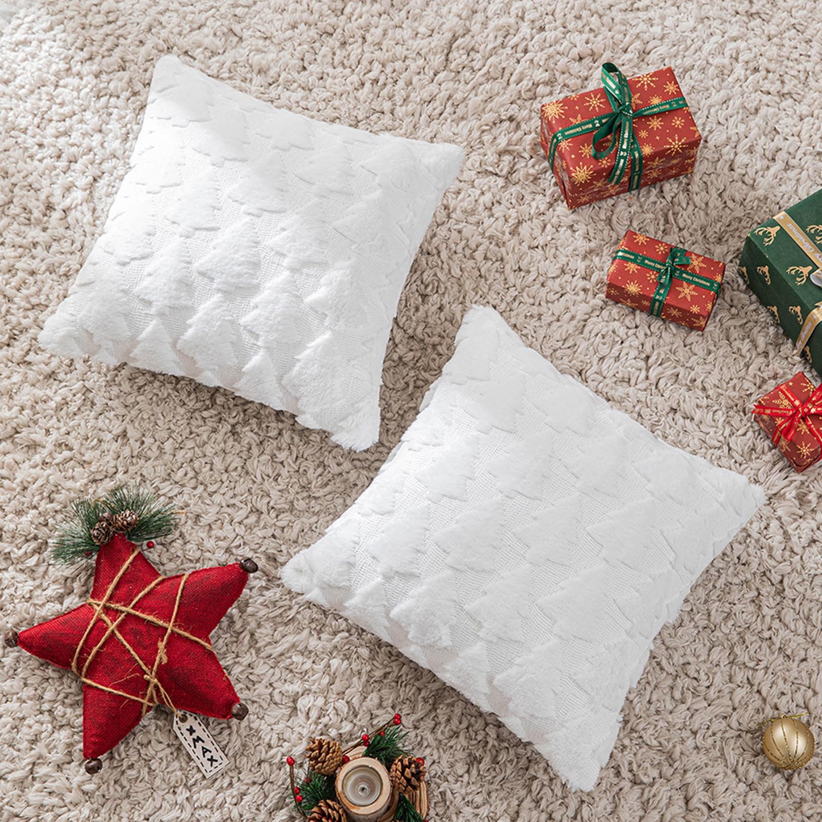 FOUORTUNATE-BEE Kissenbezug Kissenbezug Weihnachten 2 Stück, Weihnachtsdeko Kissenbezug 45x45 cm, (2 Stück) – Bild 4 von 5