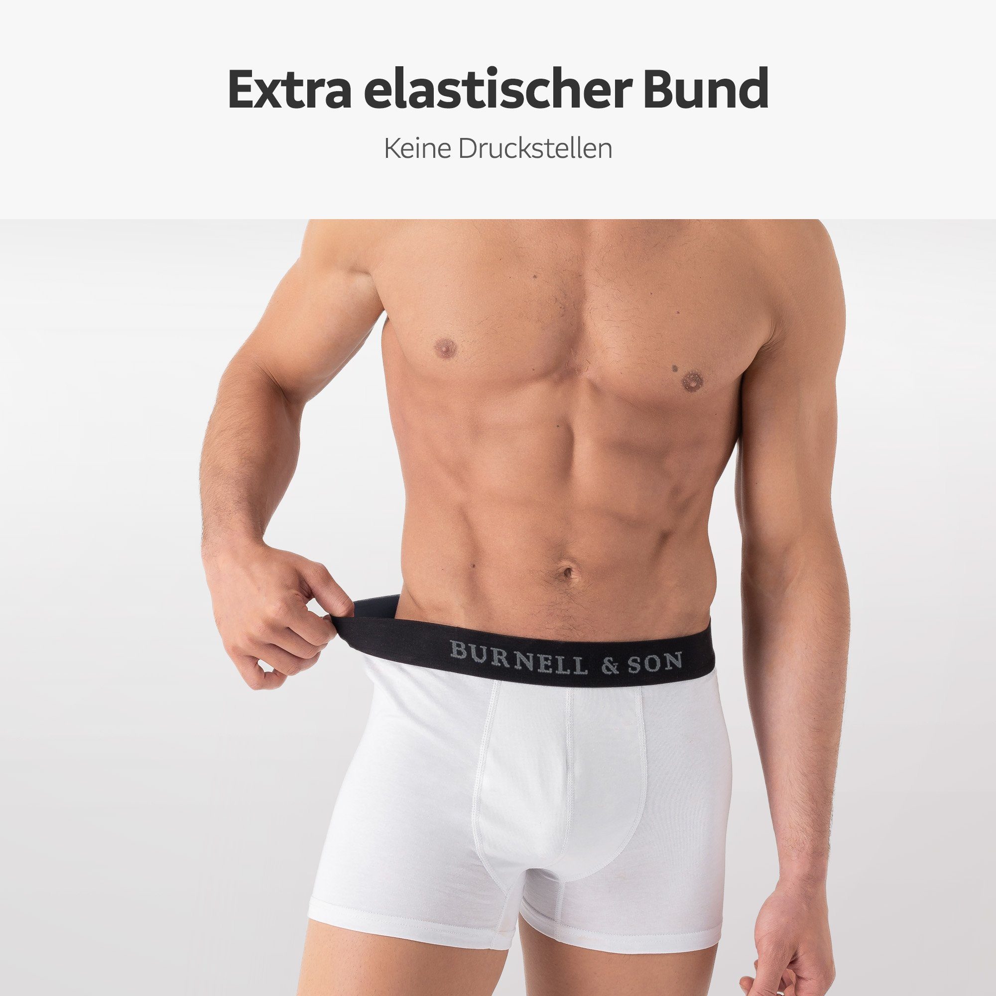 Burnell & Son Boxershorts Unterhosen Spar-Set, Spar-Packung, (Packung, mit für 5-St., Spar-Pack, Herren 5er-Pack) Komfortbund Set, Männer Weiß Baumwolle aus