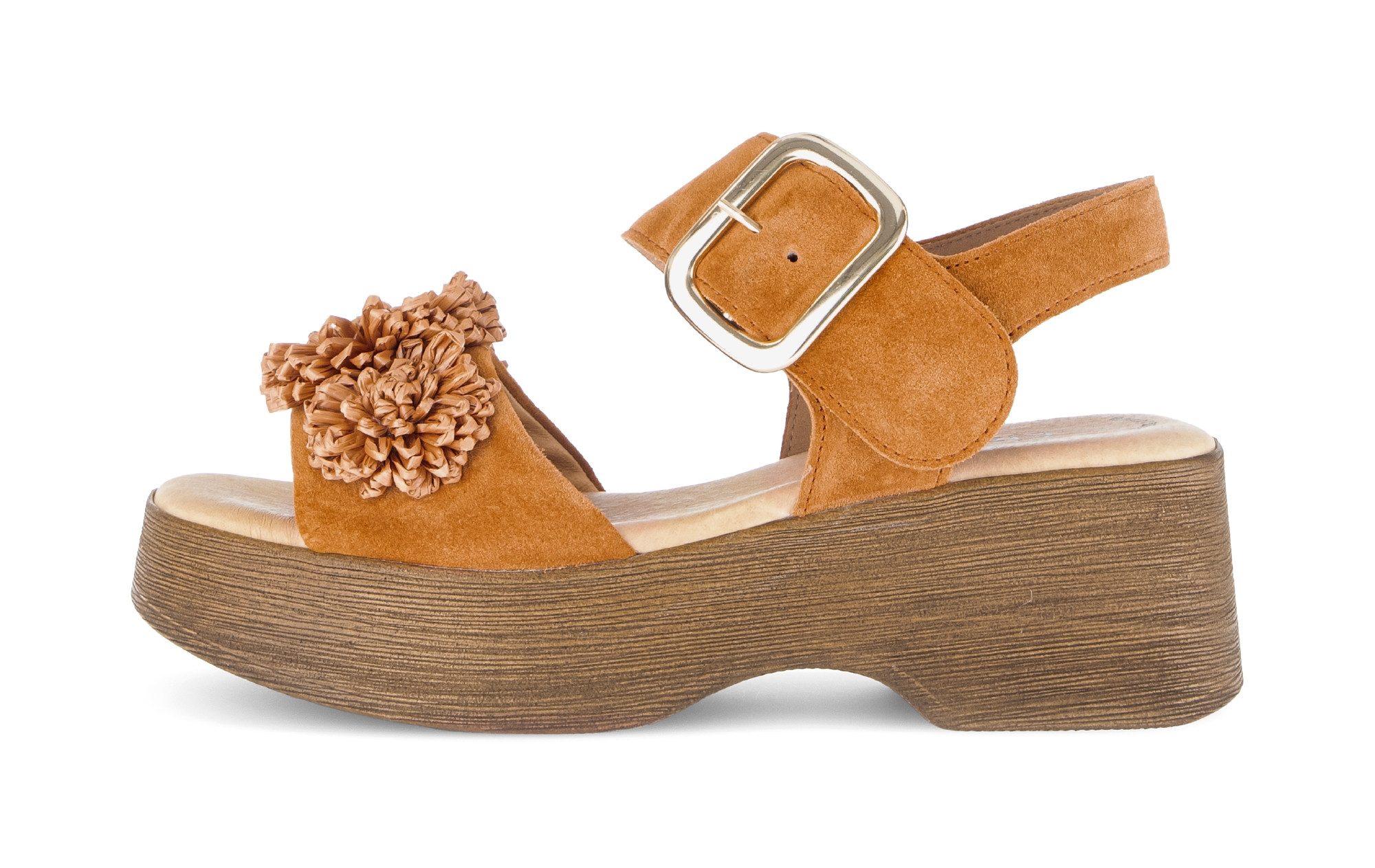 Gabor Sandalette, Sommmerschuh mit Plateau und Absatz in Holzoptik