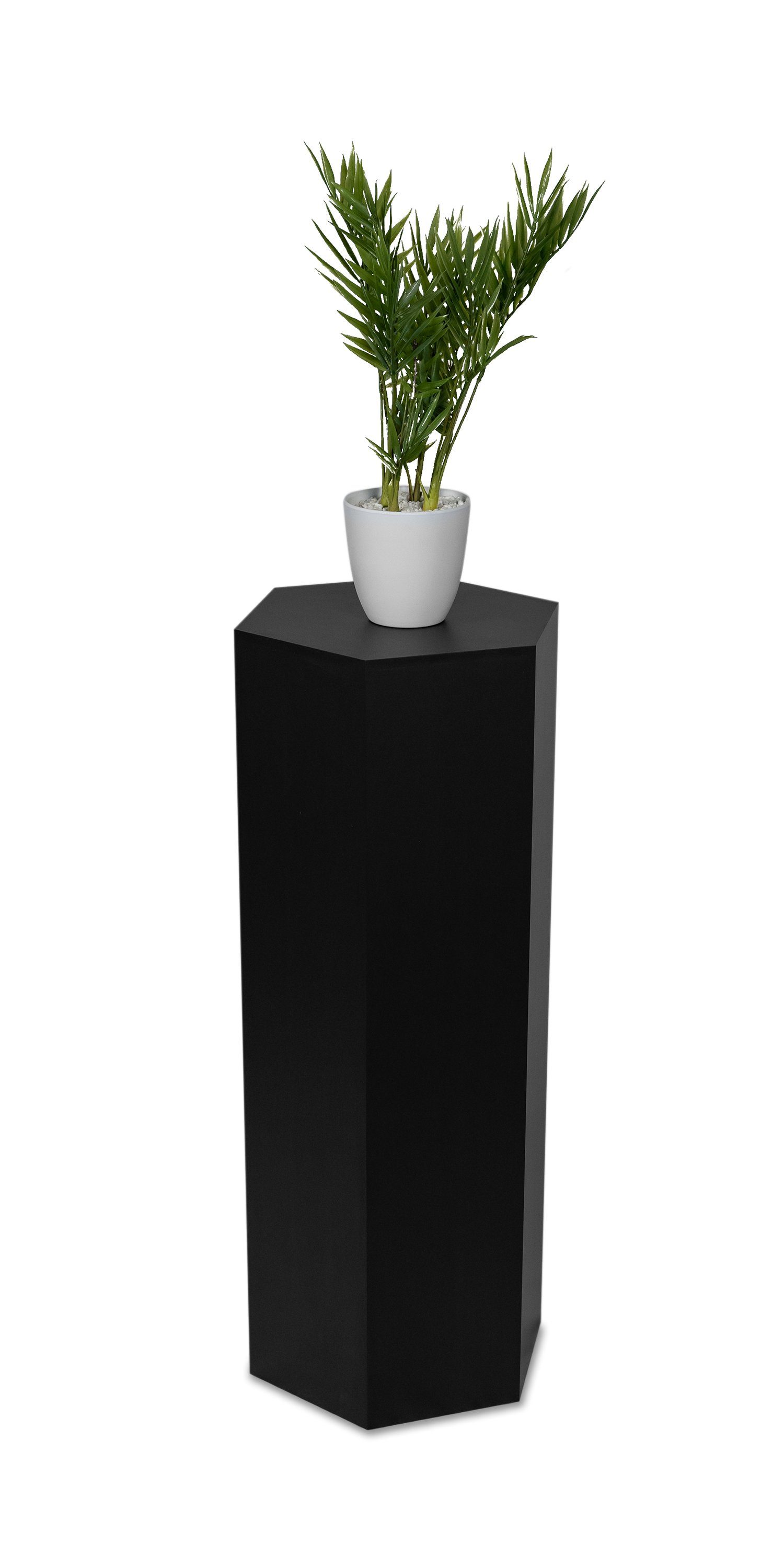STEMA Seyfried Blumenständer Dekosäule Sechseck (Pflanzensäule - Schwarz, Blumensäule, Podest, Sockel), Pflanzenständer, Beistelltisch
