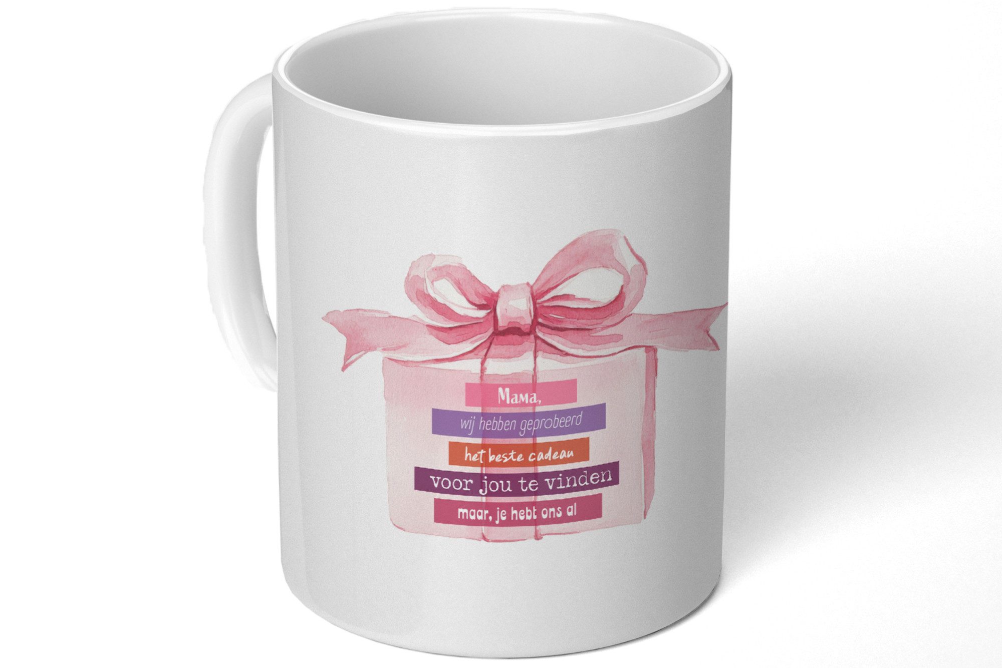 MuchoWow Tasse Geschenk - Schleife - Text - Rosa, 1-tlg., Keramik, Kaffeetassen, Teetasse, Becher, Kaffeebecher, Geschenk
