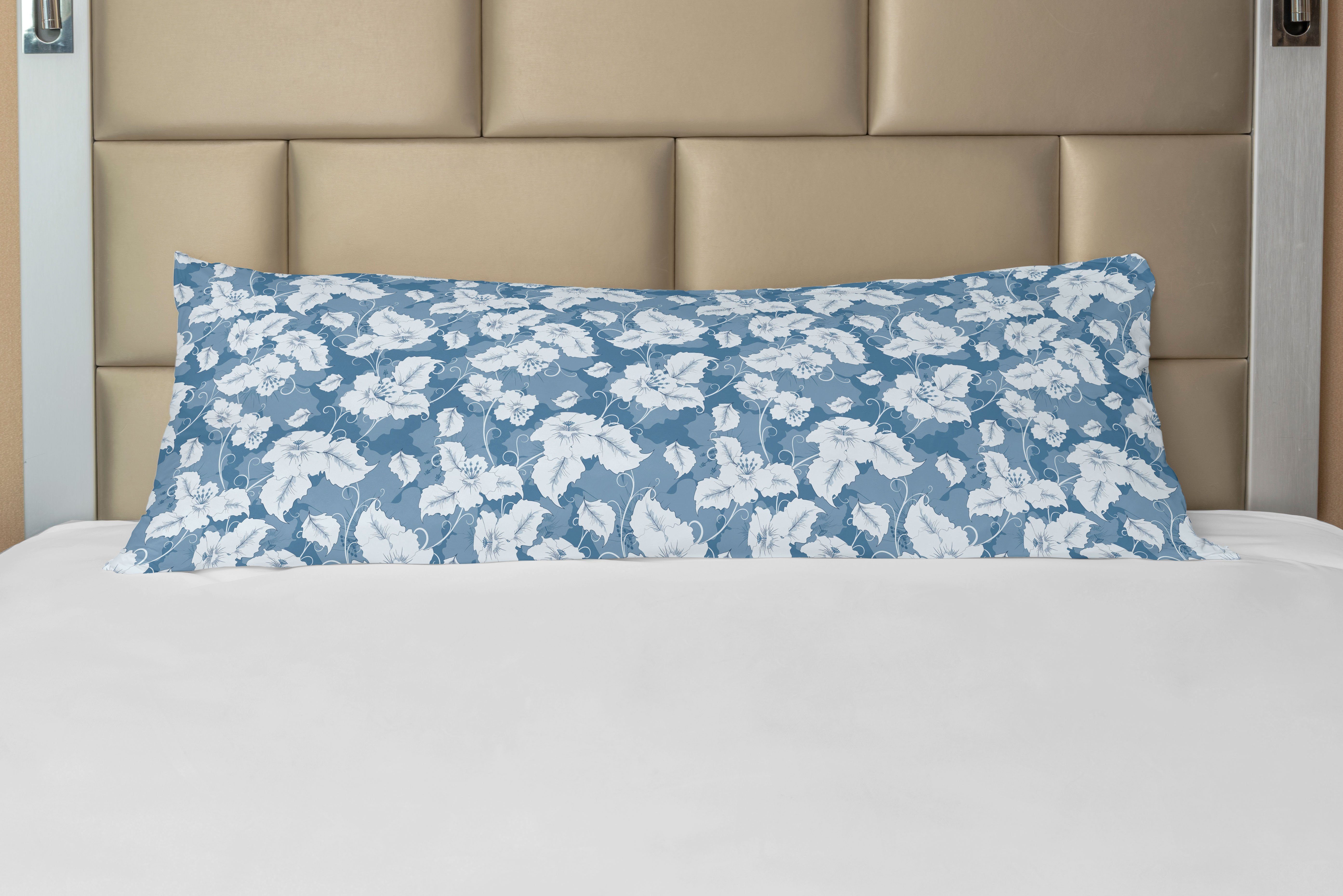 Seitenschläferkissenbezug Deko-Akzent Langer Kissenbezug, Abakuhaus, Blumen Retro Blue Design Blumen