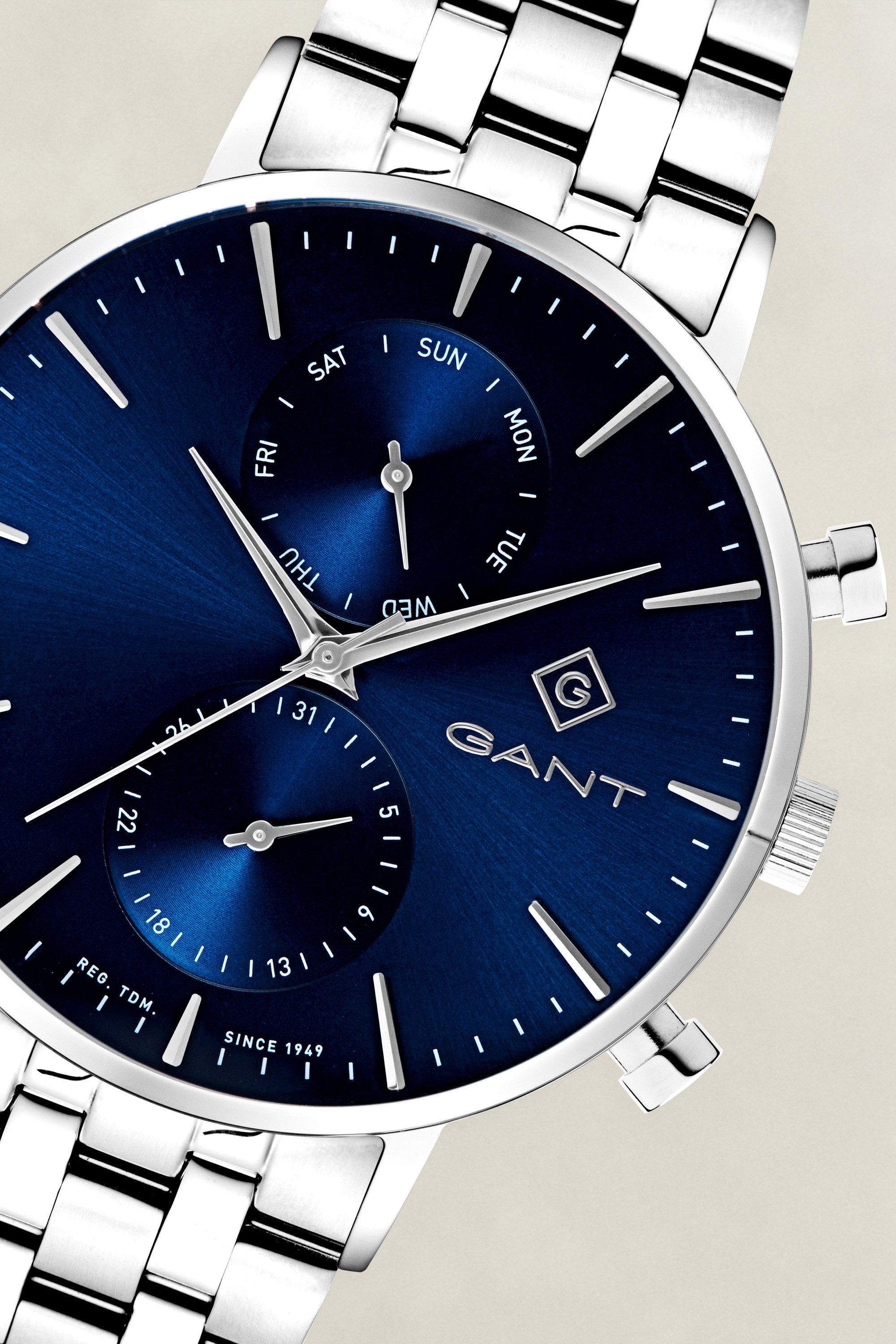 Gant Quarzuhr Park Hill Day G121003, Armbanduhr, Herrenuhr, Edelstahlarmband, analog, Tag, Wochentag