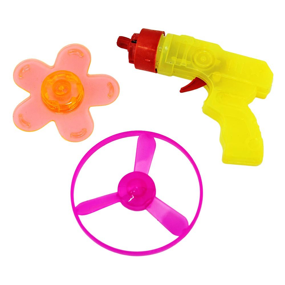 B&G INTERNATIONAL Spiel 48 Stück Mini Spielzeug Pistole mit Flugkreisel - ca. 7 cm