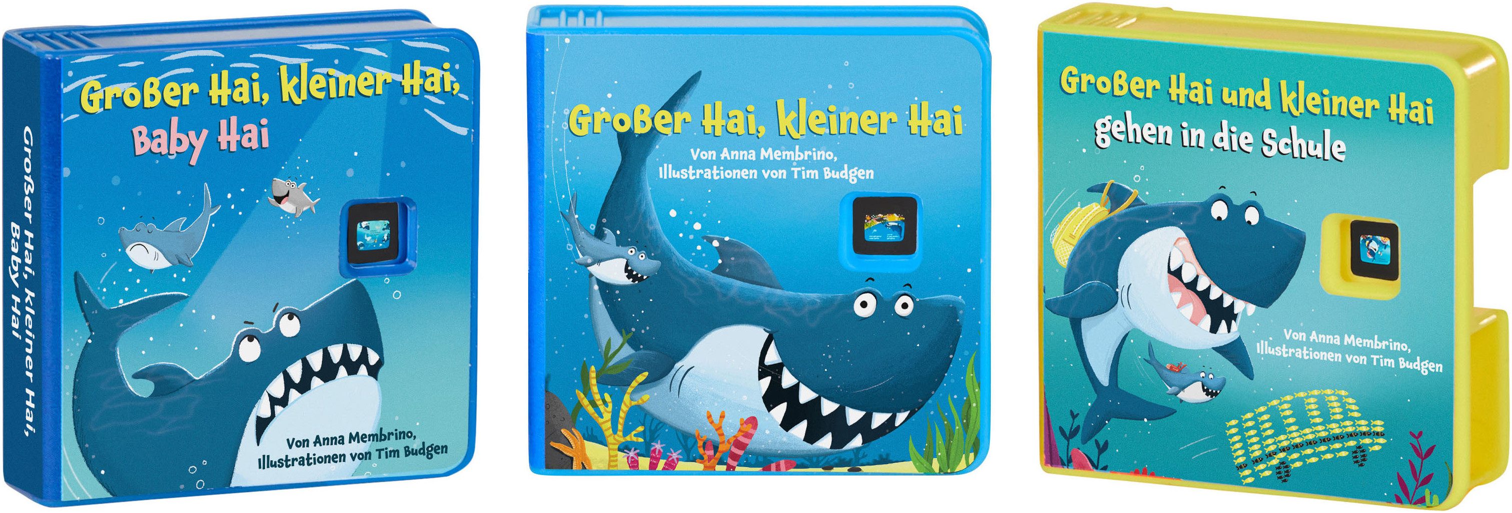 Little Tikes® Hörspielkassette Story Dream Machine, Großer Hai, Kleiner Hai Familien-Kollektion, (Set, 4-St), passend für Story Dream Machine