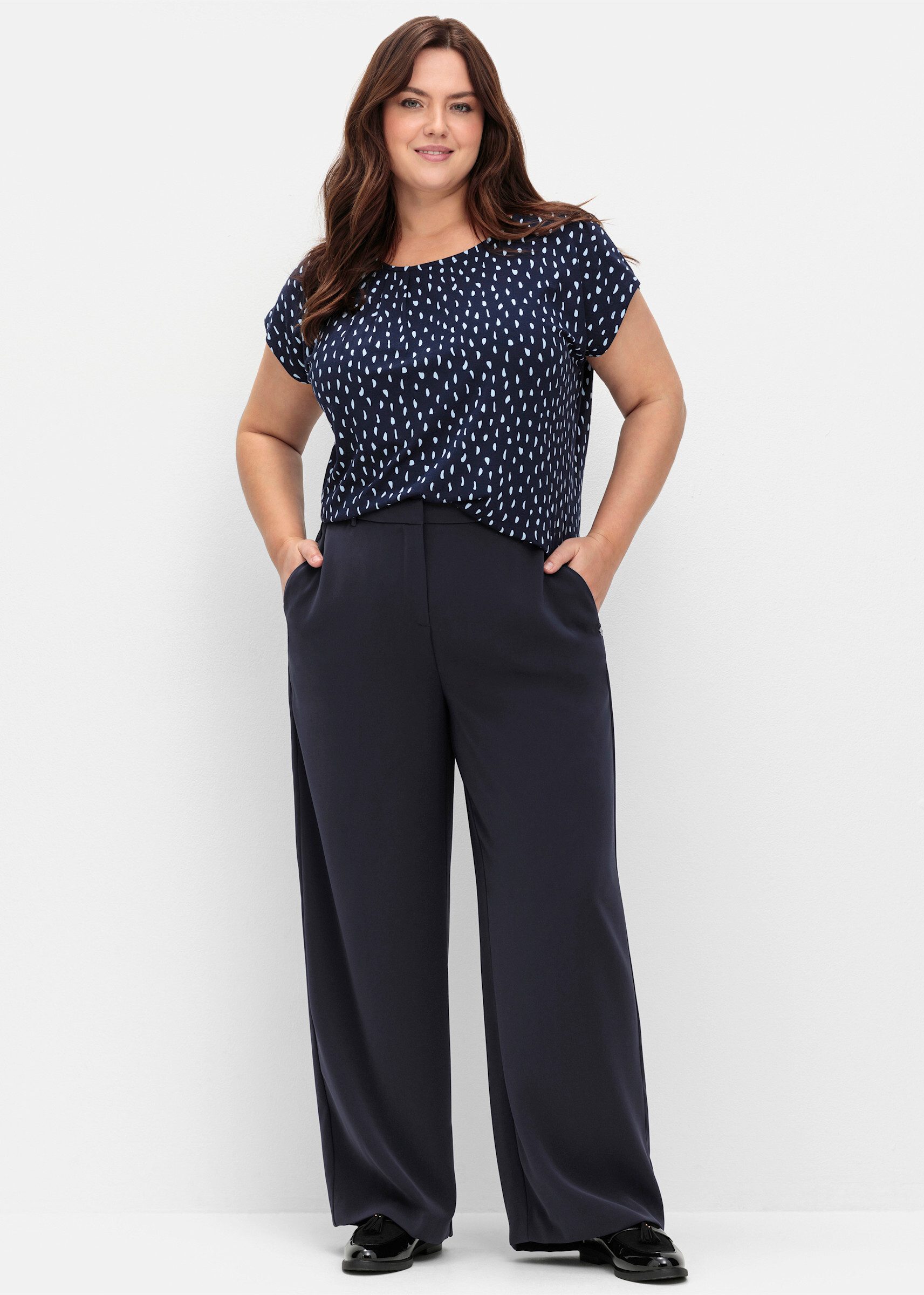 Sheego Jerseyhose Hose Innenbeinlänge ca. 77 günstig online kaufen