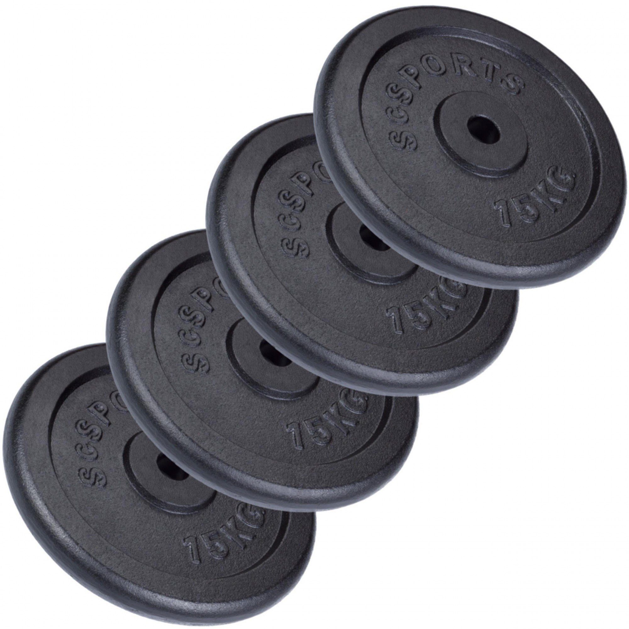 ScSPORTS® Hantelscheiben Set 60 (10002534-tlg) Gusseisen Gewichtsscheiben Gewichte, 30mm Ø kg