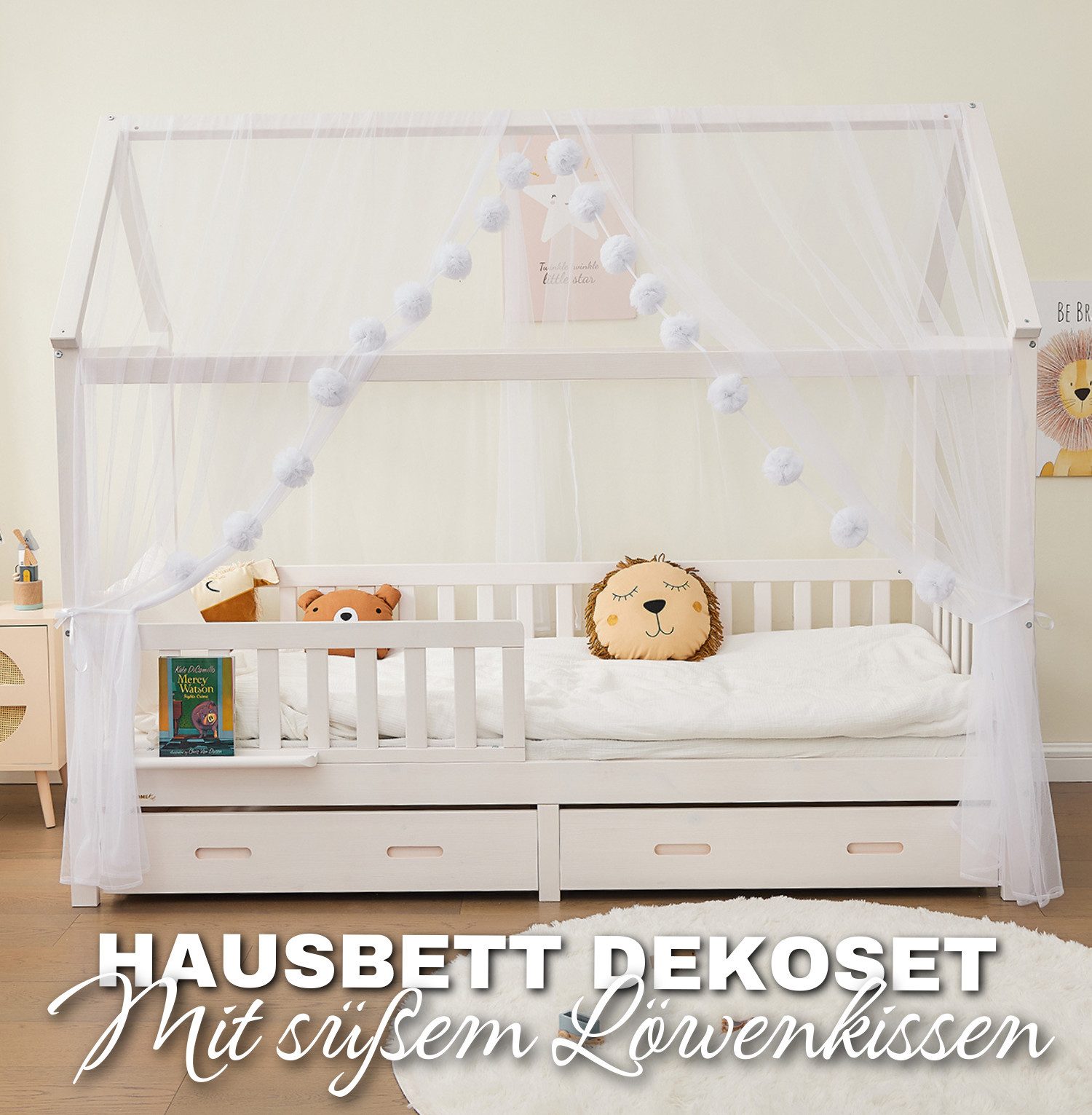 Alavya Home® Betthimmel Der Luxus DEKO SET für HAUSBETT 80x160 I 90x200 mit günstig online kaufen