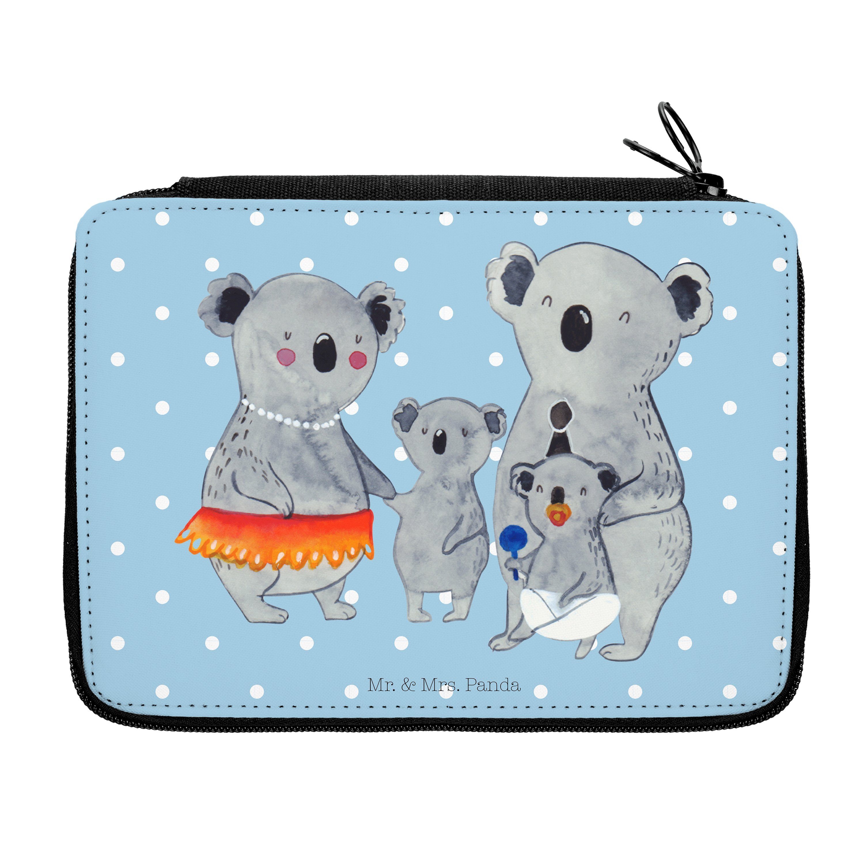 G, & Panda - Familie - Geschenk, Blau Etui, Family, Federmäppchen Koala Mama, (1-tlg) Mrs. Mr. Stifte Pastell