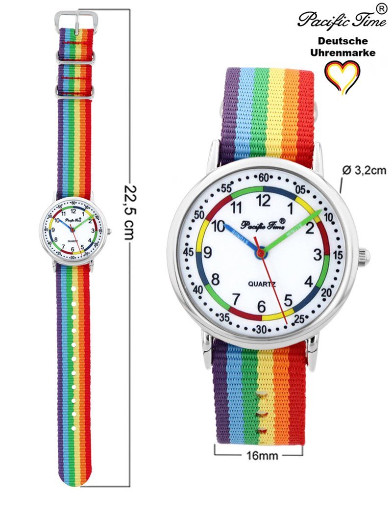 Time Mix First Kinder Regenbogen Design Match Pacific und Quarzuhr Lernuhr Wechselarmband, Gratis - Armbanduhr Versand