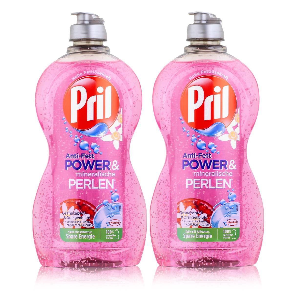 Spülmittel (2er PRIL Geschirrspülmittel Orangenblüte & 450ml Anti-Fett Power Granatapfel Pril