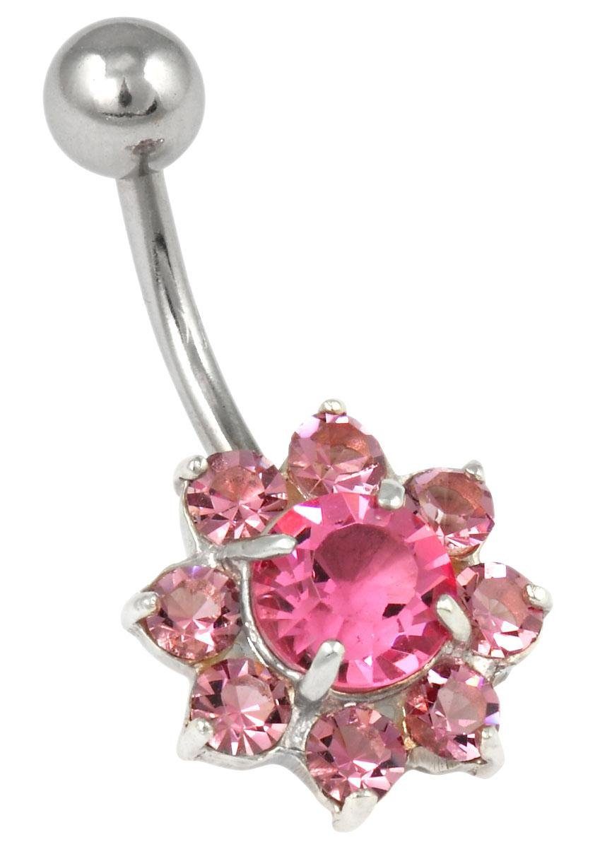 Firetti Bauchnabelpiercing Schmuck Geschenk Piercing Silber 925 Körperschmuck Blume, mit Kristallen