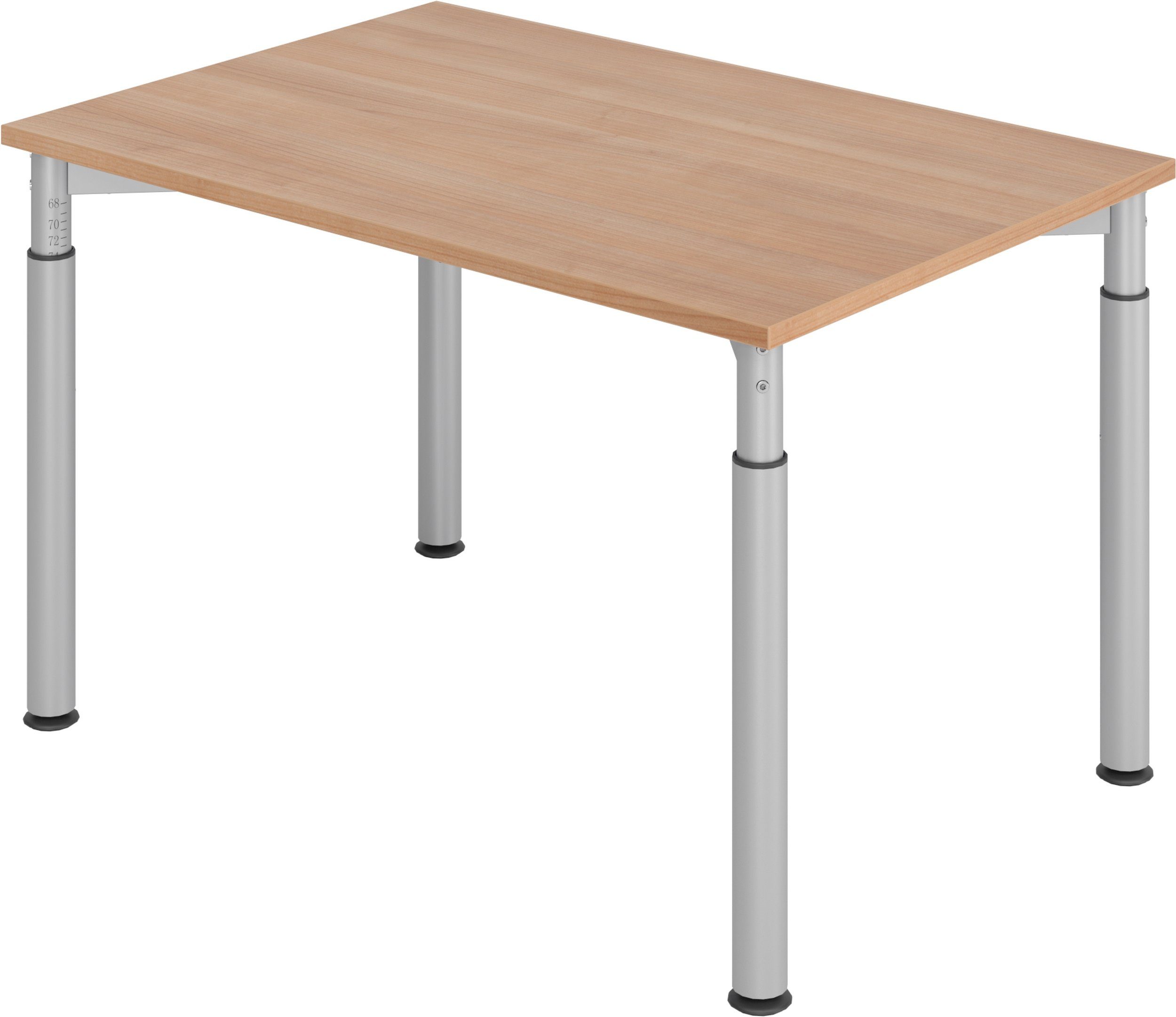 bümö Schreibtisch Schreibtisch Serie-Y, Rechteck: 120 Gestell: x Silber Dekor: - 80 - cm Nussbaum