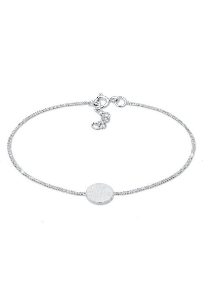 Elli Armband Kreis Plättchen Matt Basic Geo 925 Silber, Schlichtes Armband  im Boho Style für Damen