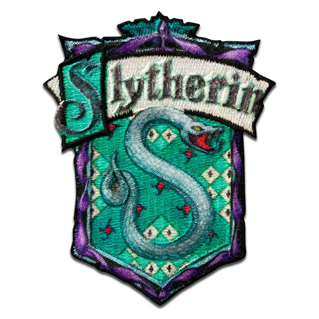 Catch the Patch Aufnäher Bügelbild, Aufbügler, Applikationen, Patches, Flicken, zum aufbügeln, Polyester, Harry Potter Slytherin Wappen - Größe: 7,9 x 6,3 cm
