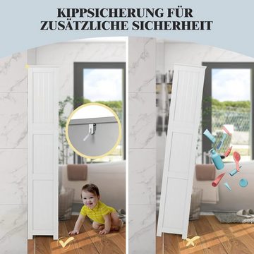 KOMFOTTEU Hochschrank Badezimmerschrank mit Ablagen & Schänke