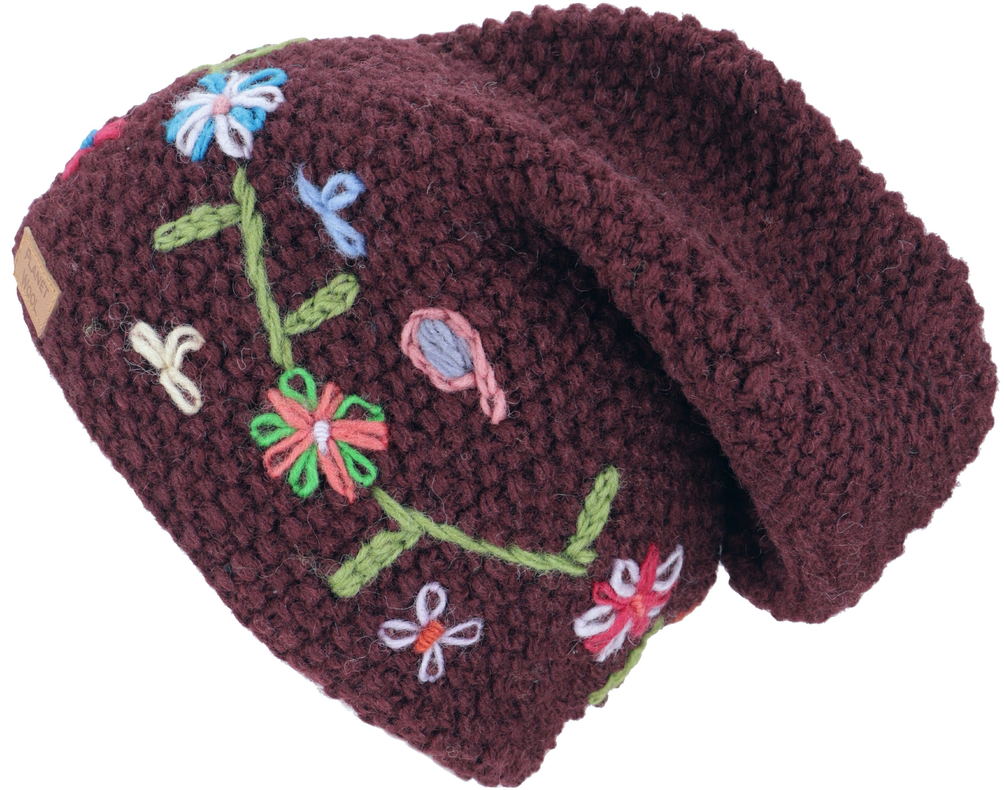 Guru-Shop Strickmütze Beanie Mütze, bestickte Strickmütze,..