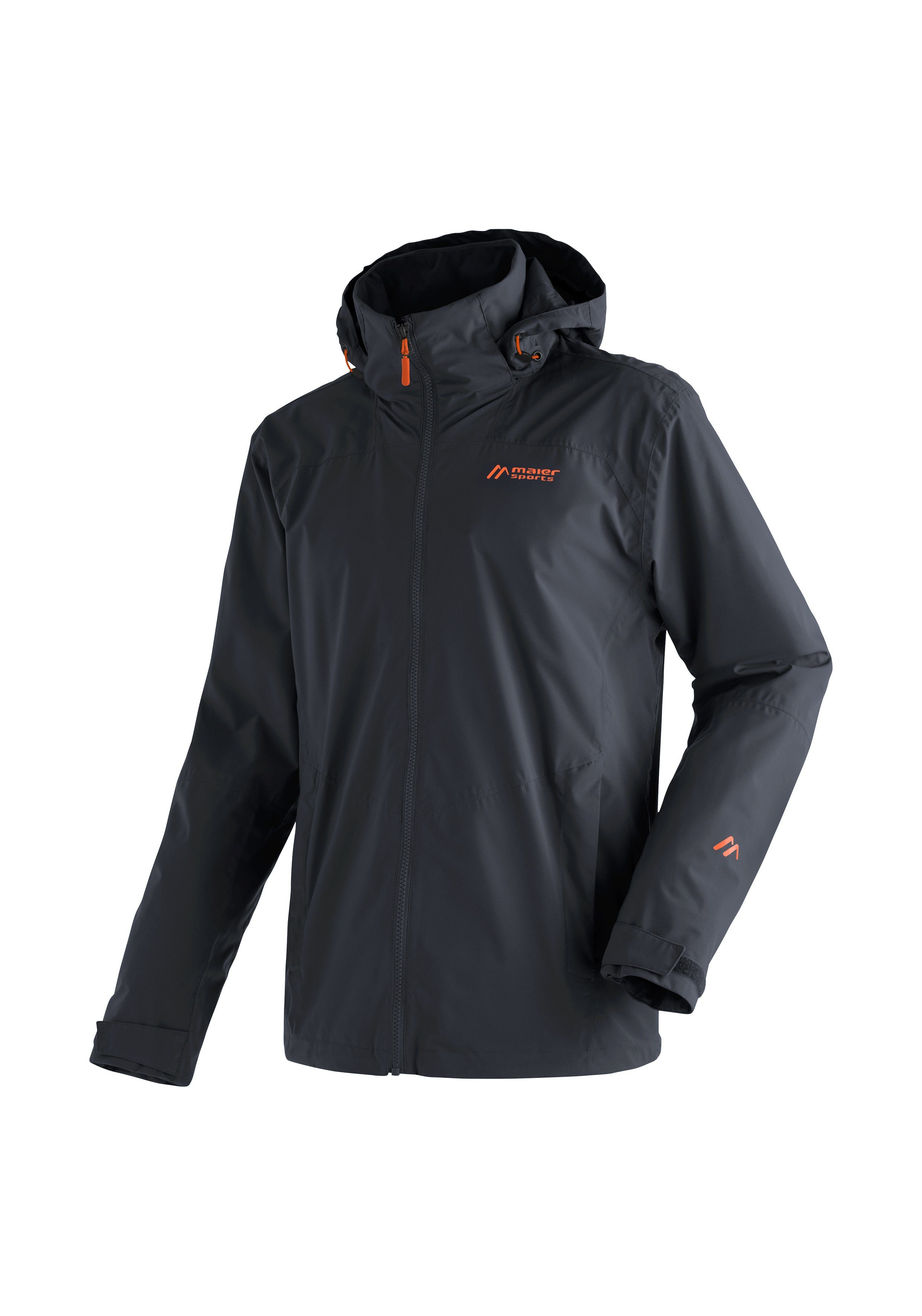 wasserdicht Herren M Outdoorjacke rec und Kapuze, Regenjacke winddicht mit Metor Maier Sports schwarz