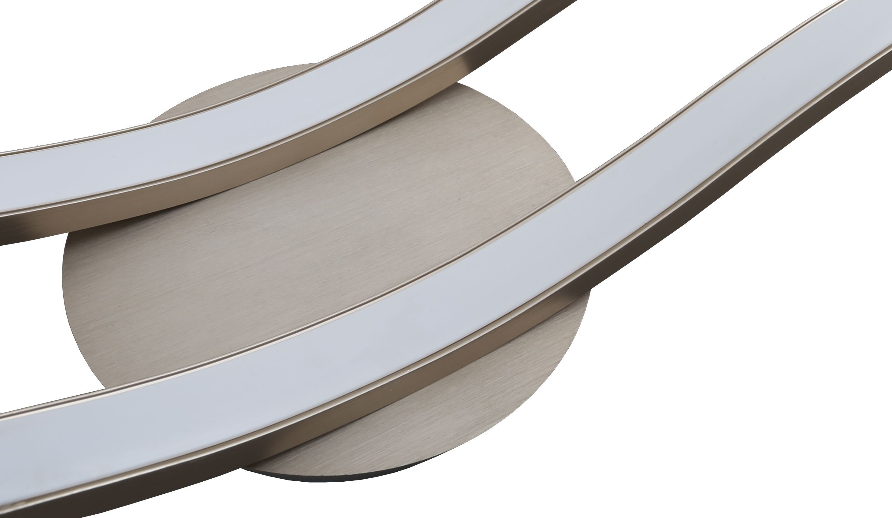 TRANGO LED Deckenleuchte, 3159 Design LED-Deckenleuchte Serie *WAVE* I 2 Flammen Leuchtenarm nicht schwenkbar I modern & chic I in Wellenform I Deckenlampe I 2x 5 Watt LED Modul I 2x 450 Lumen, 3000K warm-weiß I Nickel matt & Chrom