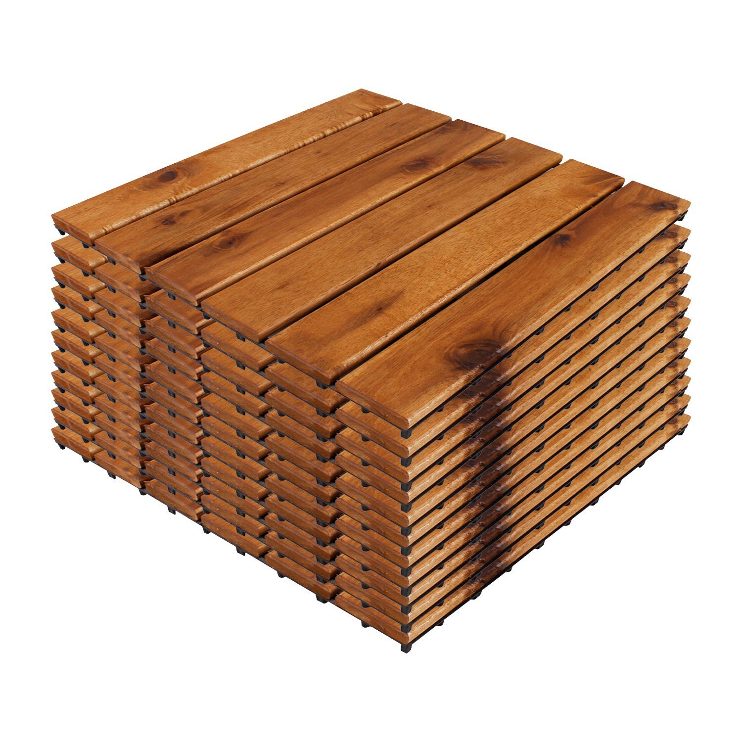 Mojawo Klickfliese 11er Holzfliese Akazienholz FSC®-zertifiziert 30x30cm Stecksystem