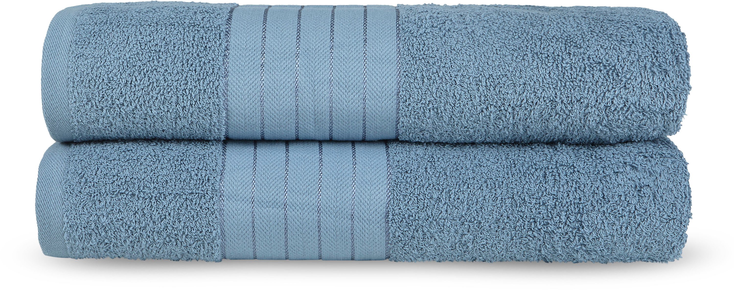 good morning Badetuch Uni Towels, Frottier (2-St), mit gewebtem Rand