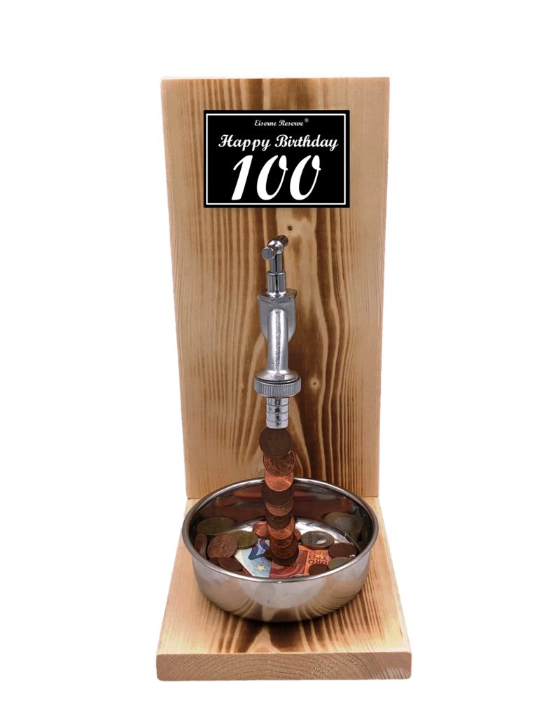 Eiserne Reserve® Geschenkbox Happy Birthday 100 Geburtstag - Eiserne Reserve Geldhahn - Geld versch