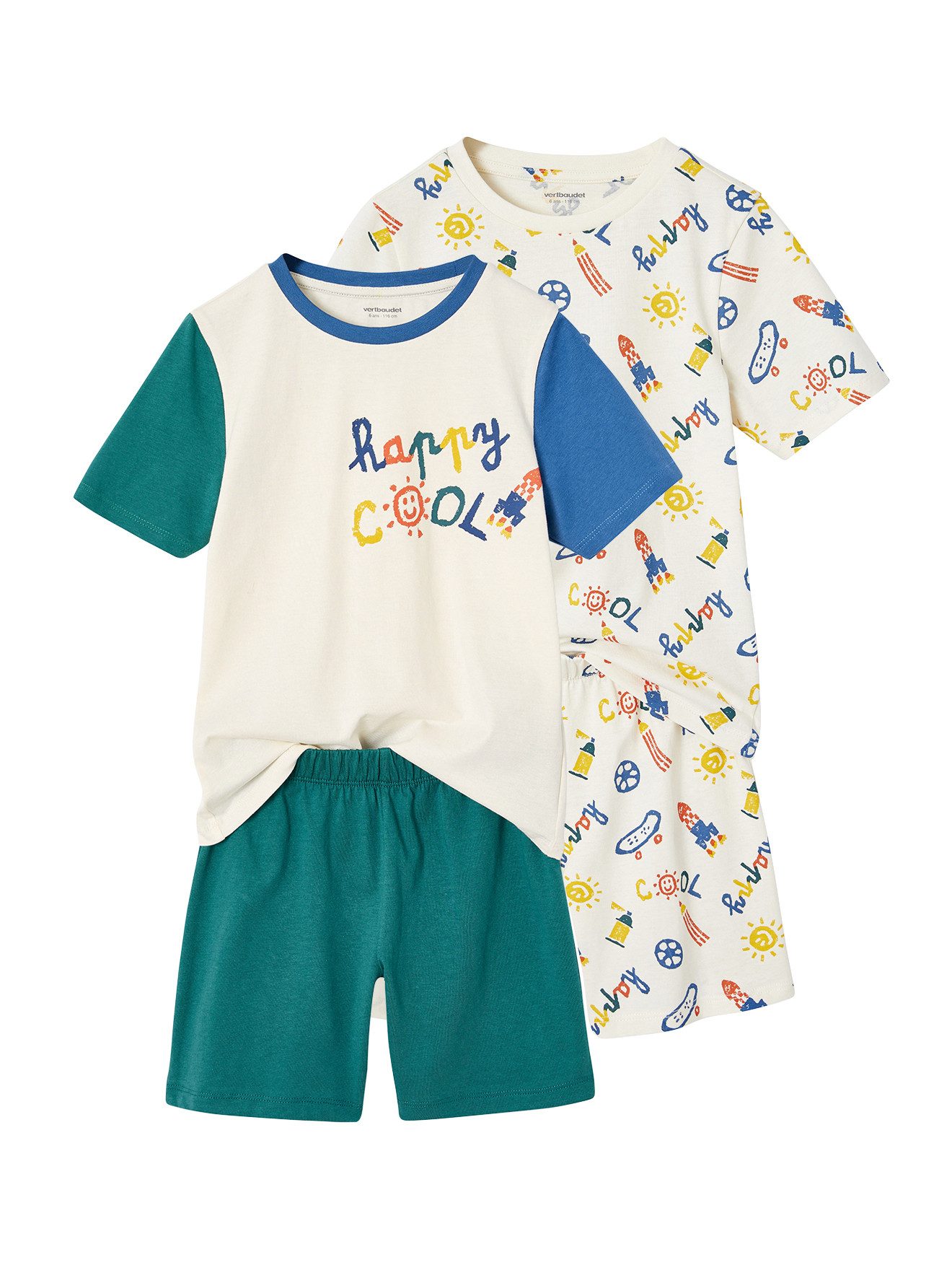 Schlafanzug 2er-Pack Jungen Sommer-Schlafanzüge COOL