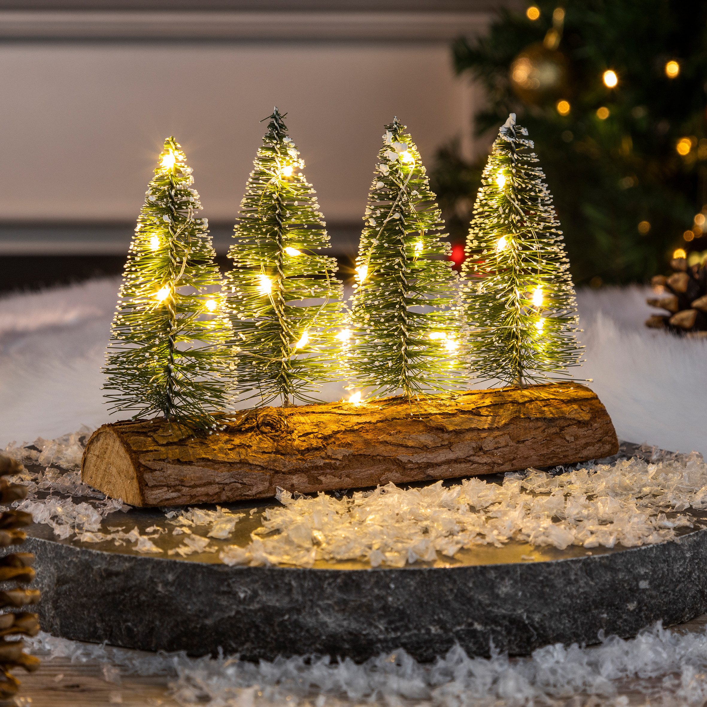 Spetebo LED Dekofigur Tannenbäume mit Baumstammfuß, mit 20 LED, LED fest integriert, warm weiß, zur weihnachtlichen Dekoration – Bild 5 von 5