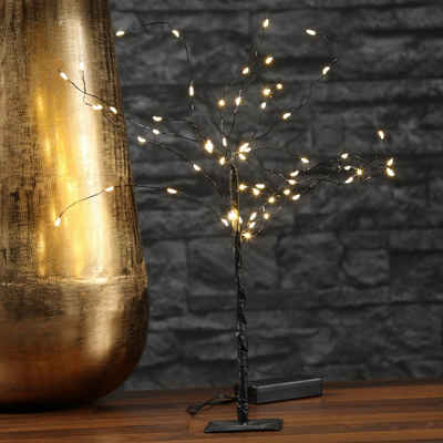 MARELIDA LED Dekoobjekt LED Mini Baum Weidenbaum Dekoleuchte 60 LED Batteriebetrieb schwarz, LED Classic, warmweiß (2100K bis 3000K)