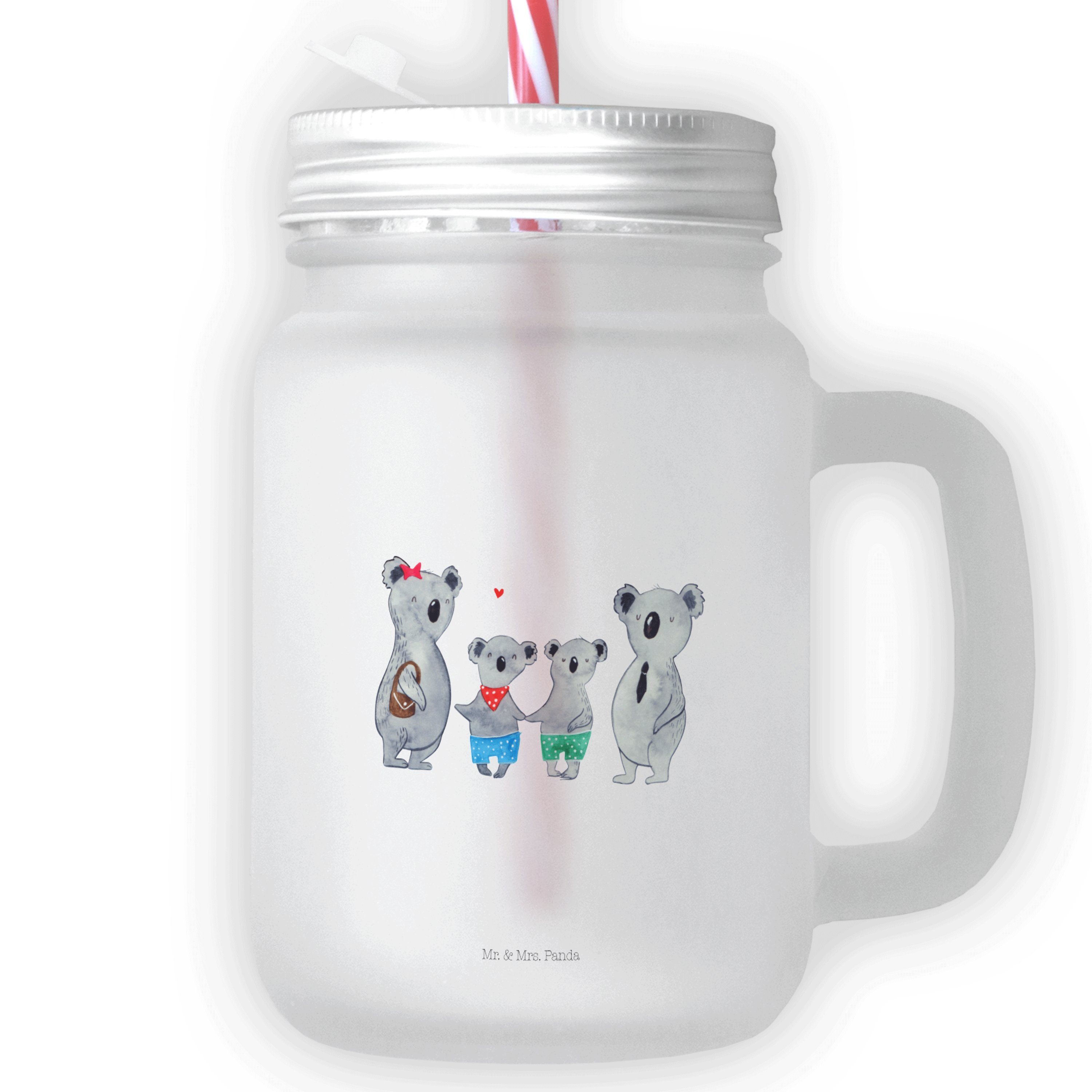 Mr. & Mrs. Panda Glas Koala Familie zwei - Transparent - Geschenk, Koalabär, Papa, Vatertag, Premium Glas