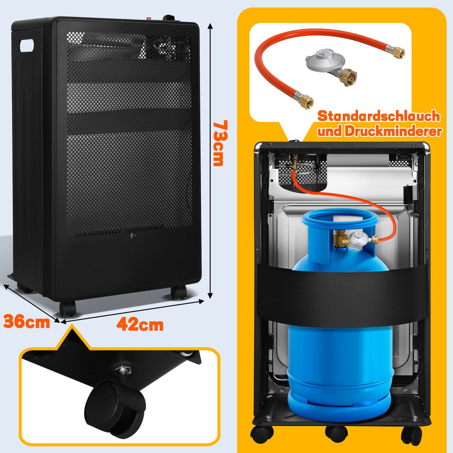 Clanmacy Heizstrahler Gasheizung Gasofen 2 Heizstufen günstig online kaufen